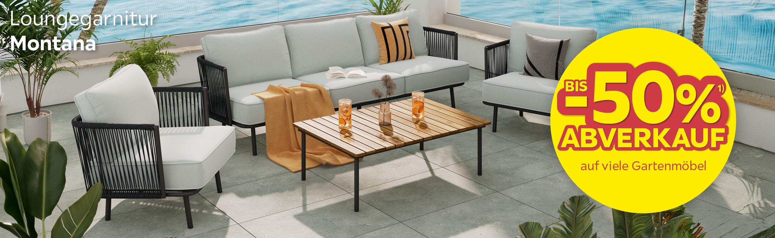 Loungegarnitur Montana, bis -50% Abverkauf auf viele Gartenmöbel