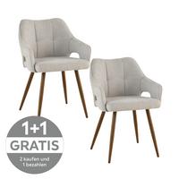 Armlehnenstuhl Jamie Hellgrau gepolstert - Walnussfarben/Hellgrau, LIFESTYLE, Holz/Textil (55/80/60cm) - Livetastic