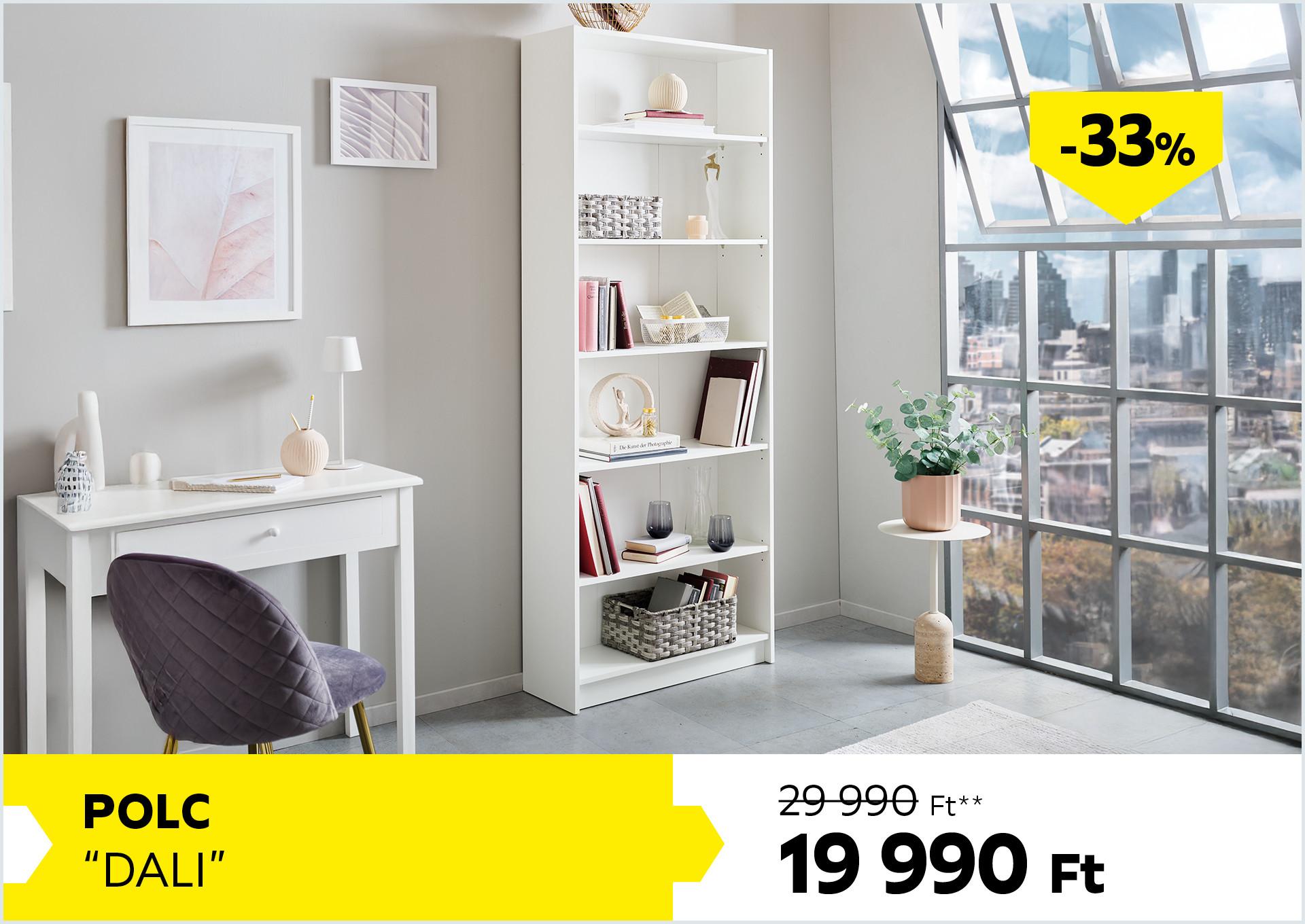 Polc Dali 29990Forint helyett 19990Forint kedvezmény mértéke 33%