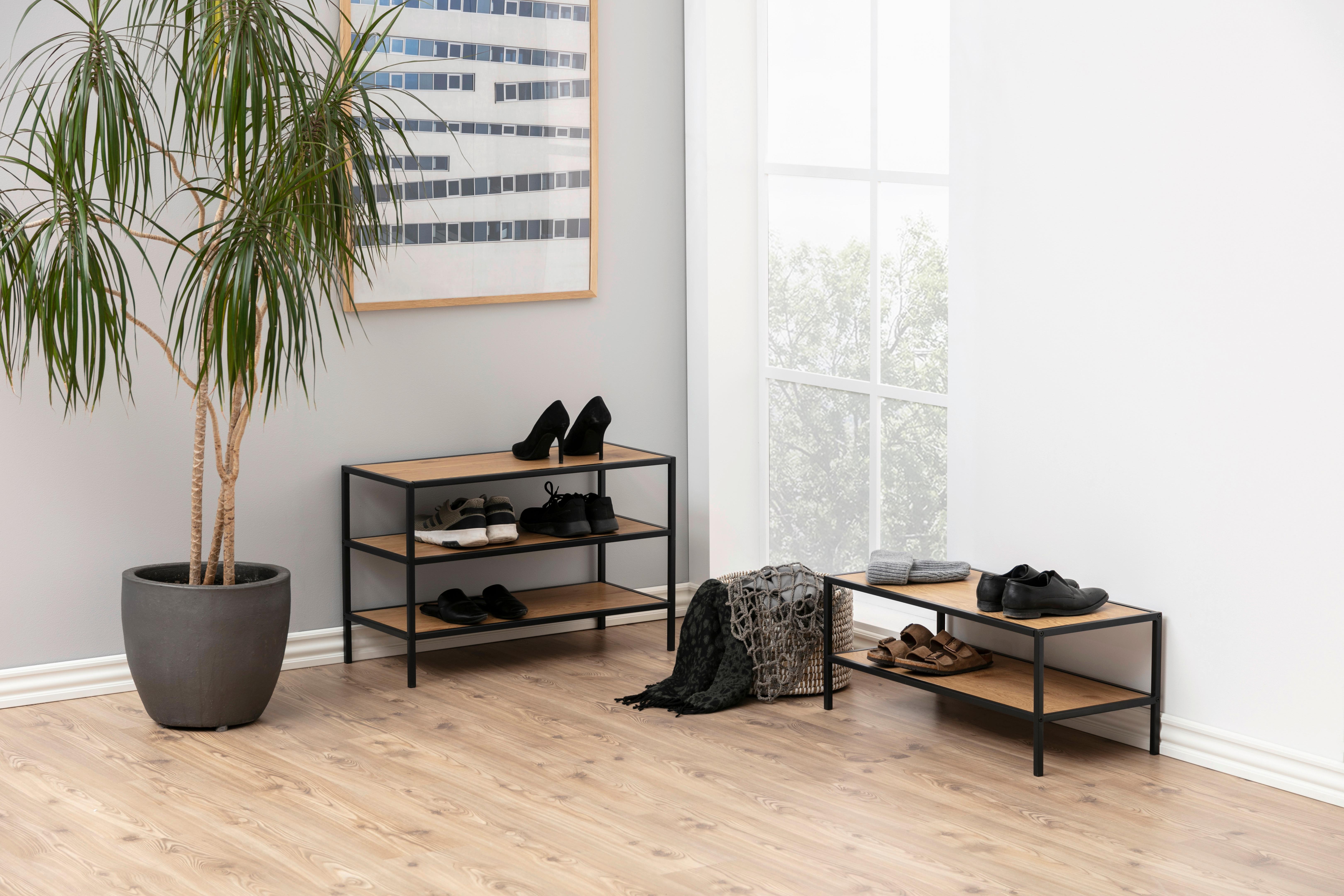 günstiges Schuhregal aus Holz und Stahl 