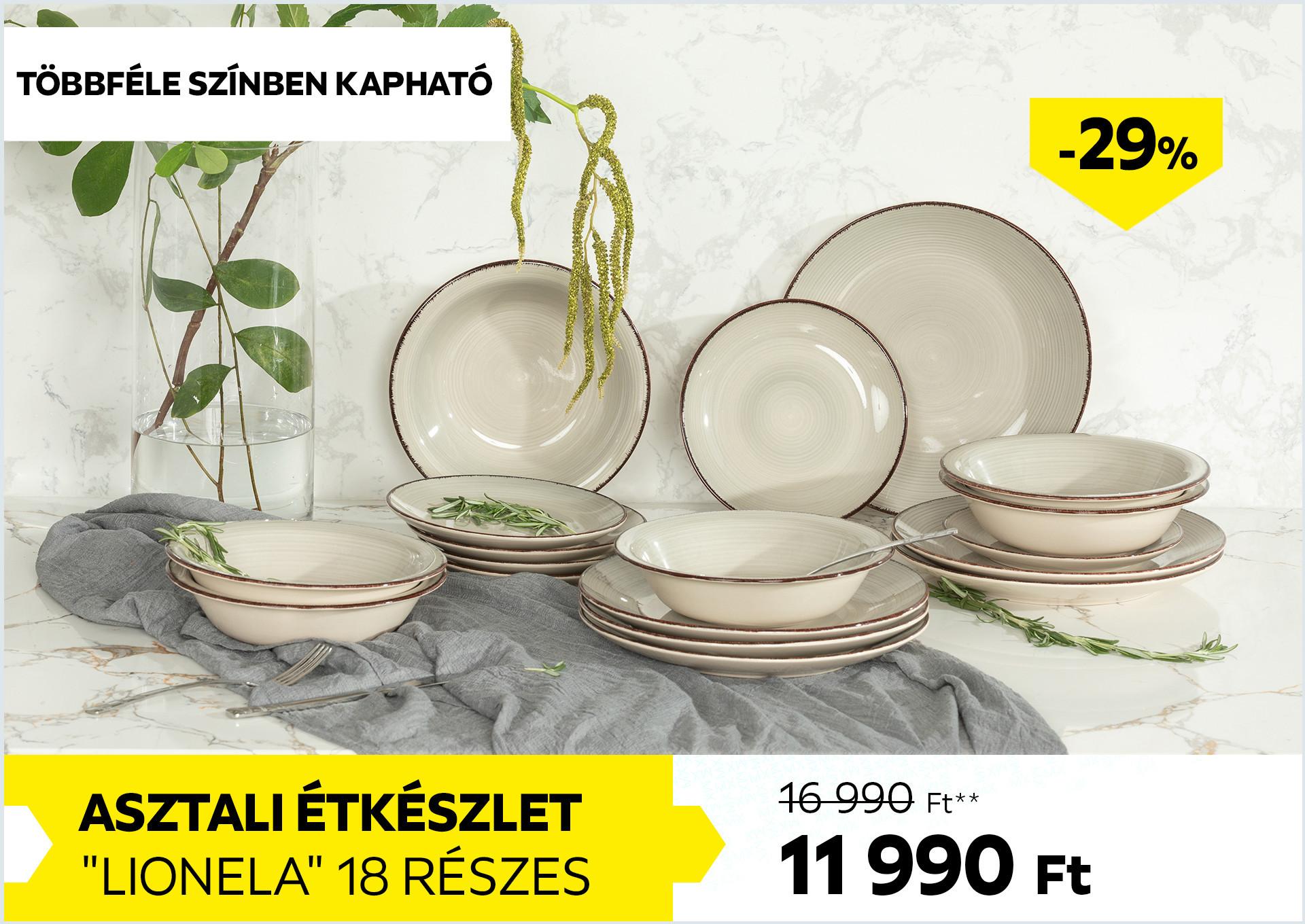 Asztali étkészlet 18részes LIONELA 16990Forint helyett 11990Forint kedvezmény mértéke 29%