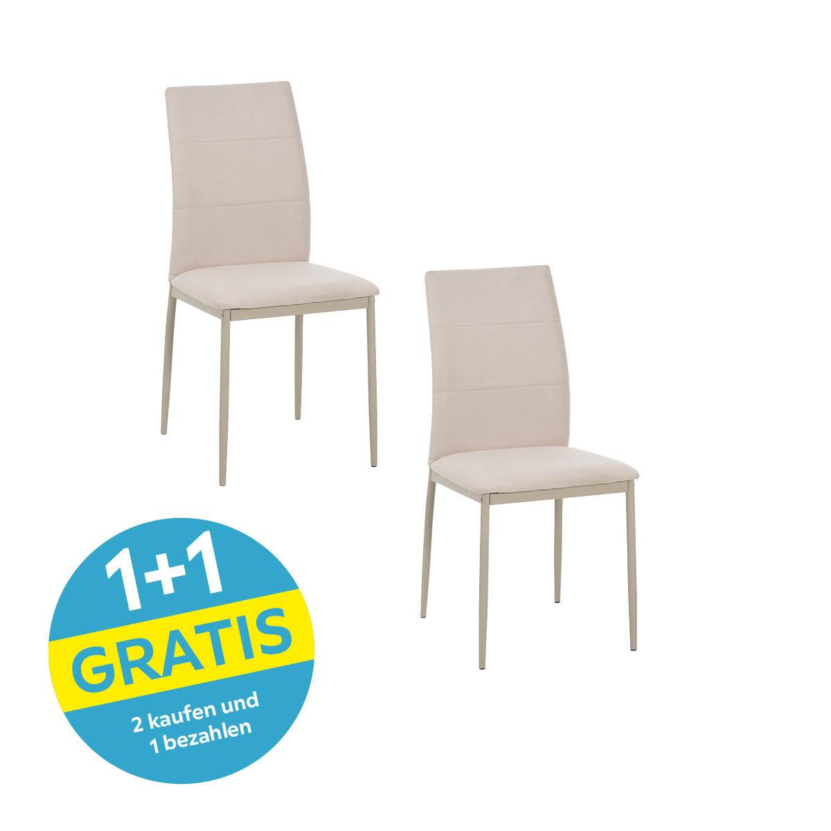 Vierfußstuhl Farina Webstoff Beige, B: 43 cm - Champagner/Beige, KONVENTIONELL, Textil/Metall (43/93/54cm) - MID.YOU