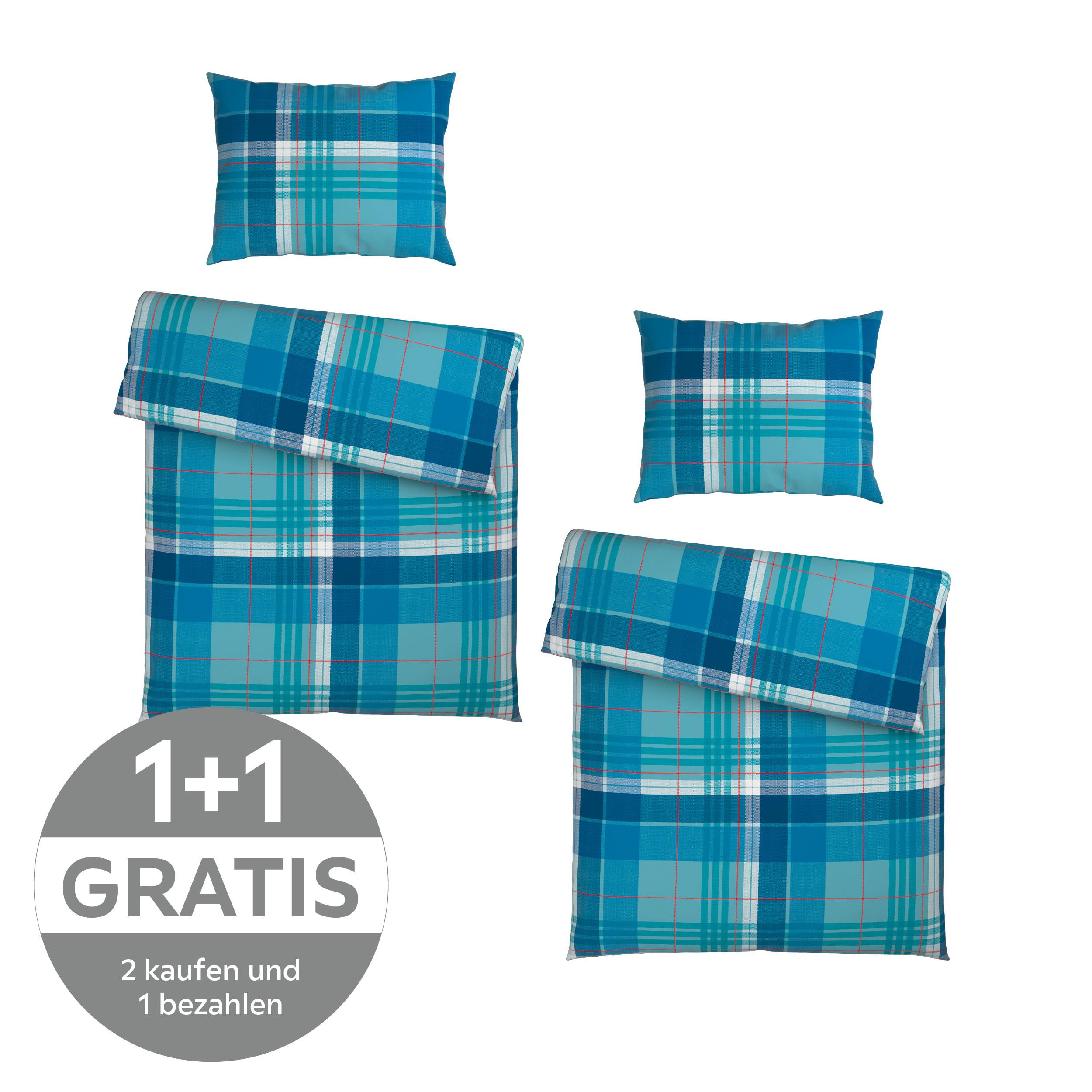 BETTWÄSCHE YASMIN - Blau/Anthrazit, MODERN, Textil - Luca Bessoni