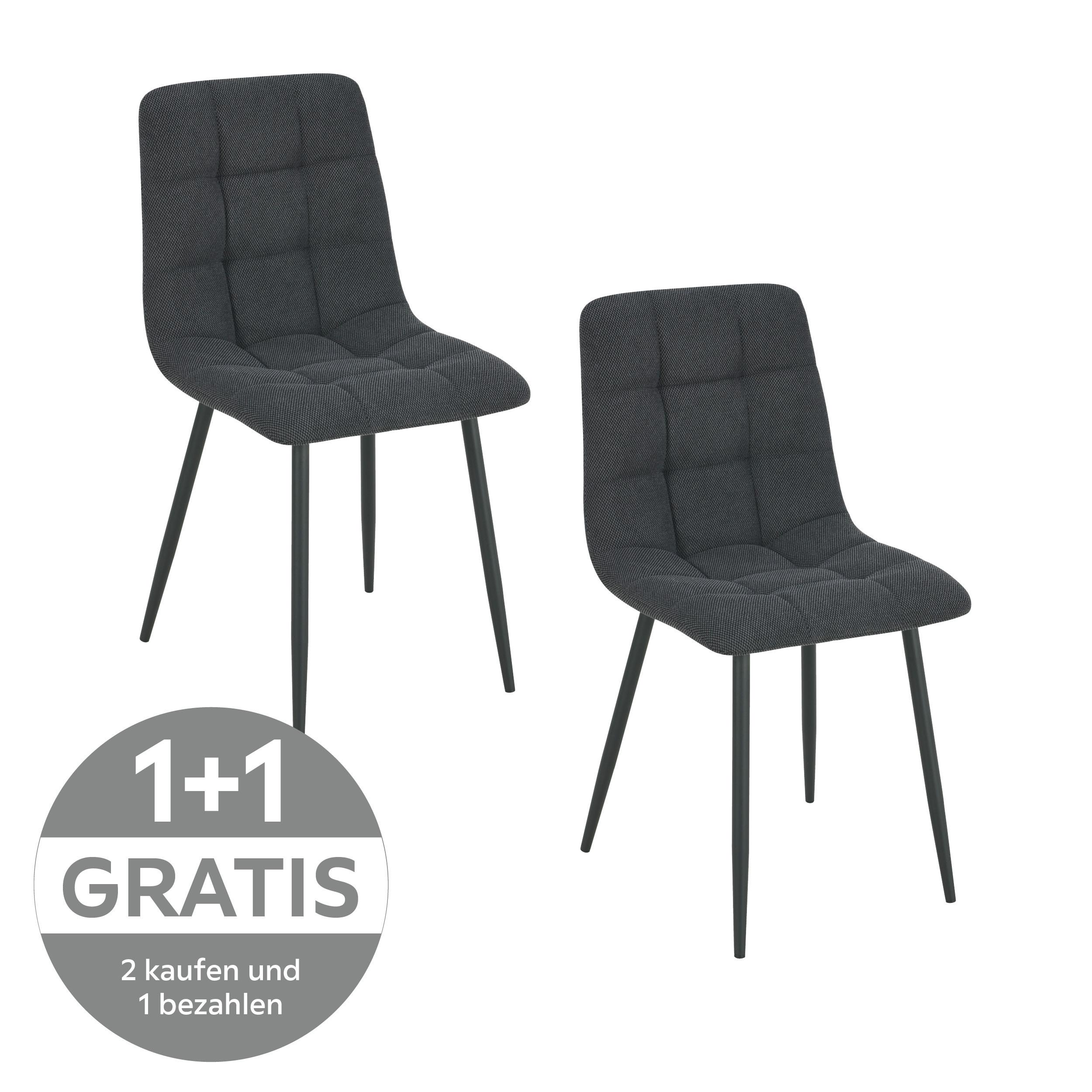 Vierfußstuhl Adea Leinenoptik schwarz - Schwarz, KONVENTIONELL, Holz/Textil (45/88/55cm) - Livetastic