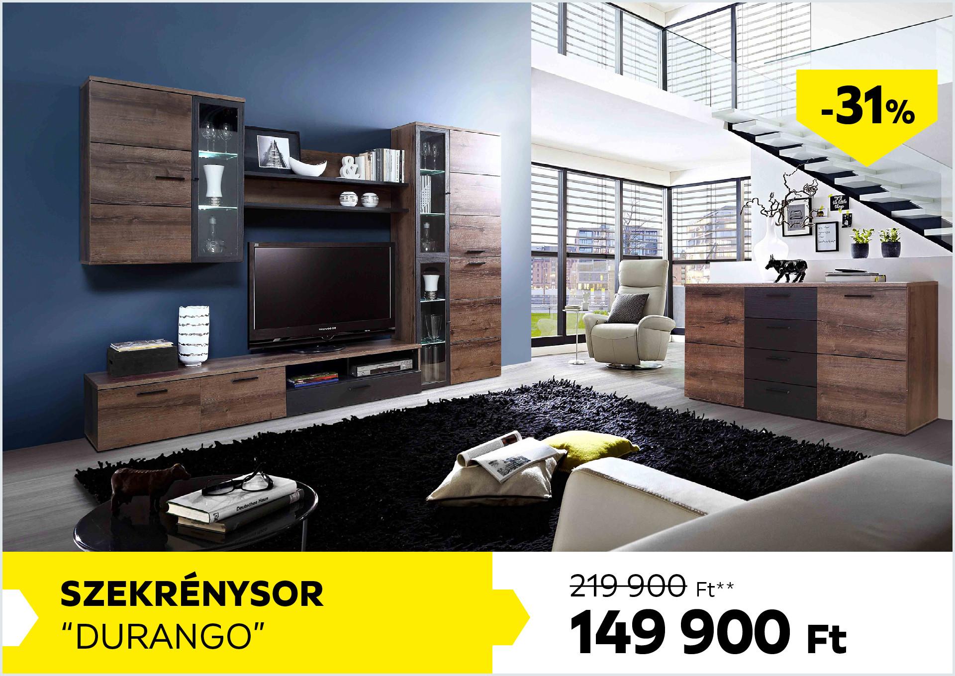 Szekrénysor Durango 219900Forint helyett 149900Forint kedvezmény mértéke 31%