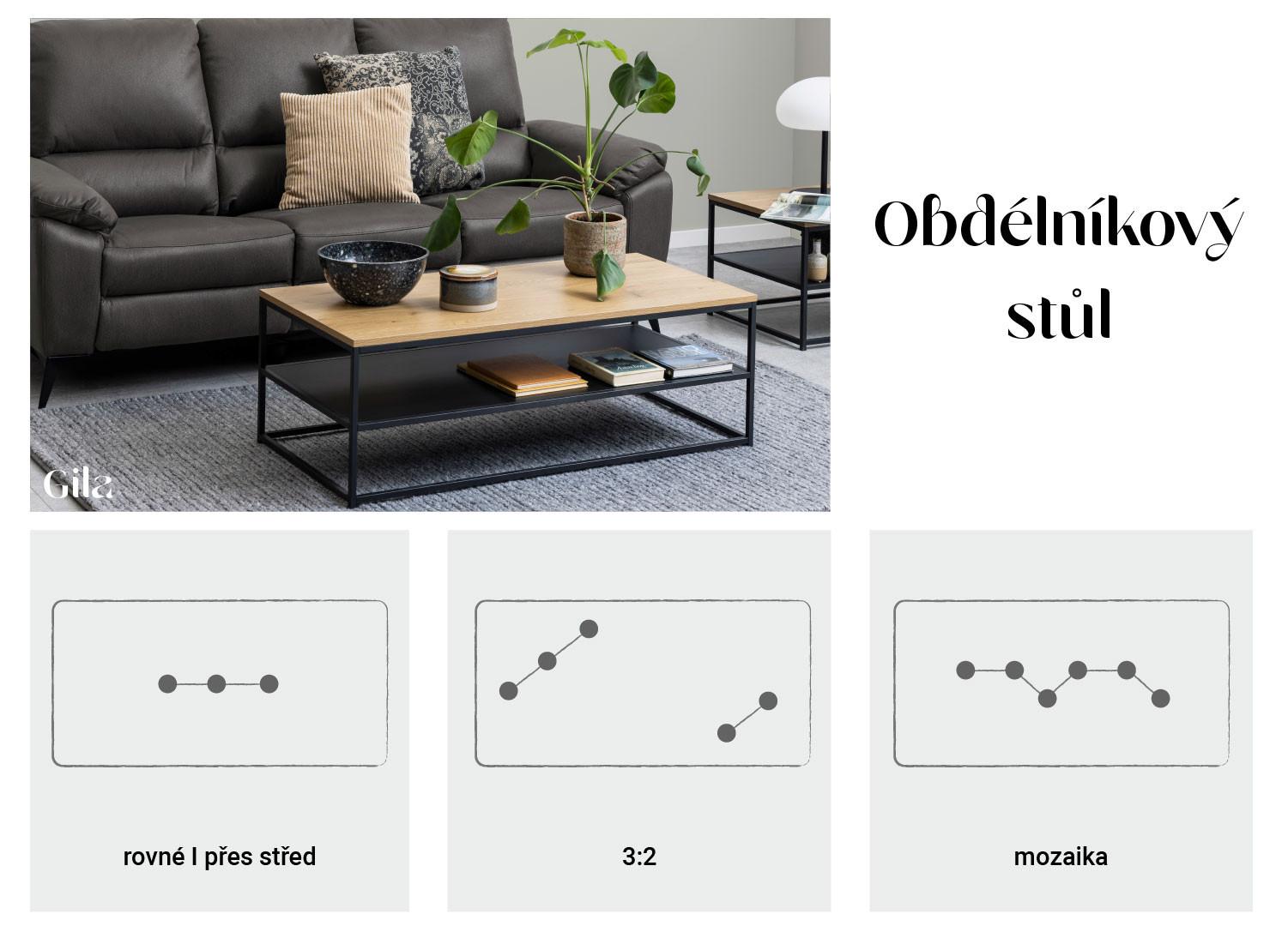 tipy jak dekorovat konferenční stolek ve tvaru obdélníku