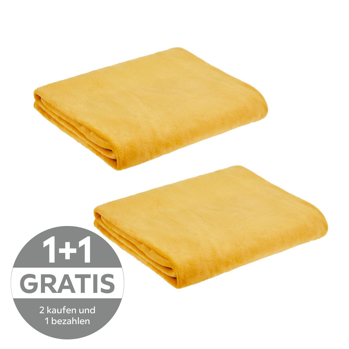 Decke senffarben aus weichem Flanell online kaufen