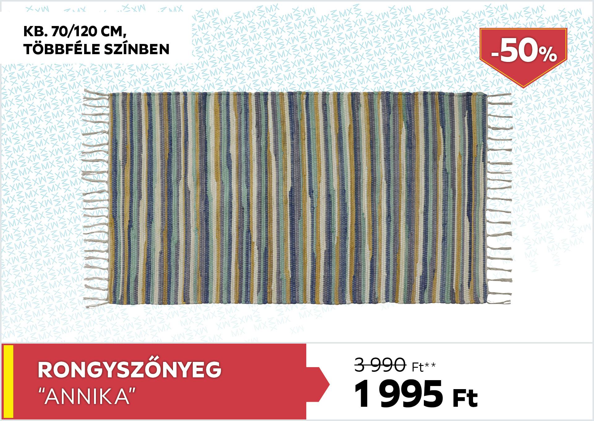 Rongyszőnyeg kb. 70/120cm ANNIKA 3990Forint helyett 1995Forint kedvezmény mértéke 50%