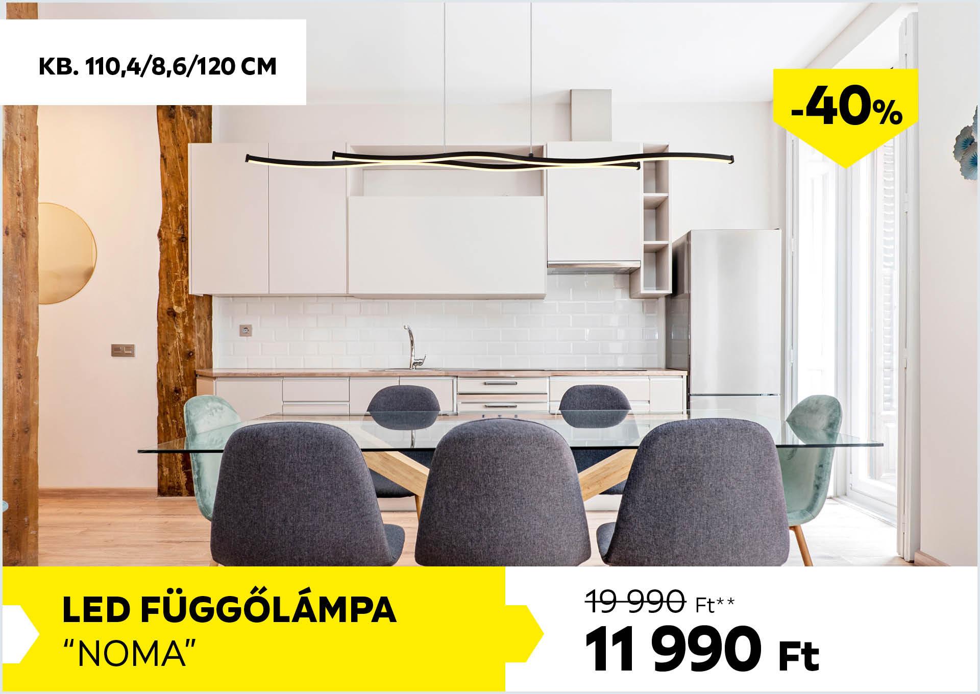 LED függőlámpa kb. 110,4/8,6/120cm NOMA 19990Forint helyett 11990Forint kedvezmény mértéke 40%