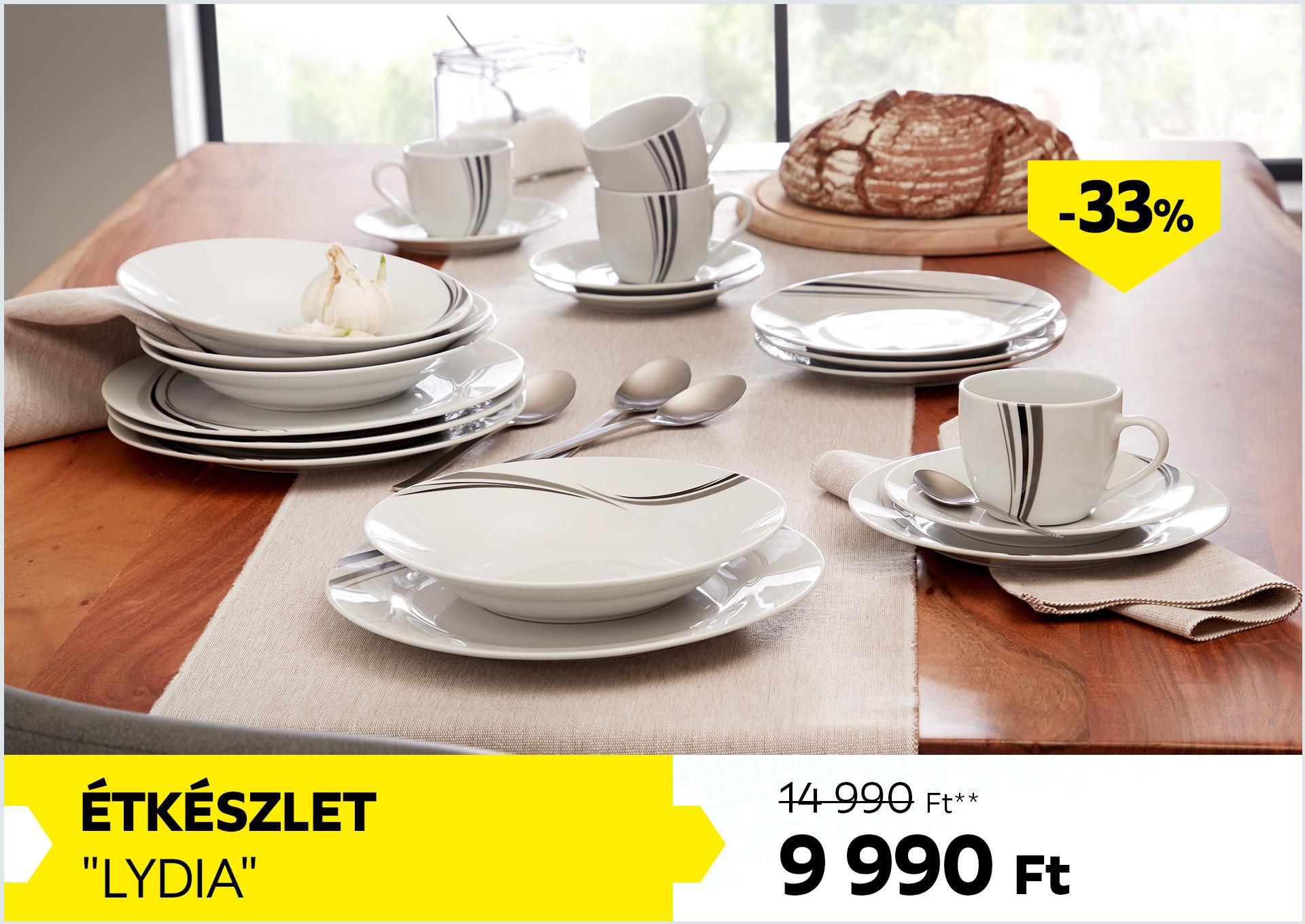 Étkészlet LYDIA 14990Forint helyett 9990Forint kedvezmény mértéke 33%
