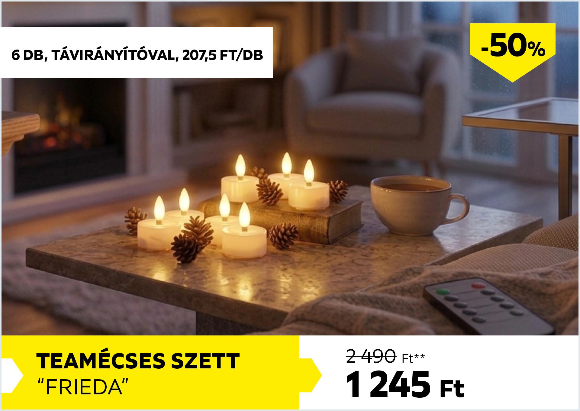 Teamécses szett (6db) távirányítóval FRIEDA 2490Forint helyett 1245Forint kedvezmény mértéke 50%