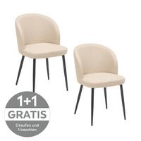Vierfußstuhl Flo Webstoff Beige, B: 49 cm - Beige/Schwarz, KONVENTIONELL, Textil/Metall (49/78/58cm) - MID.YOU