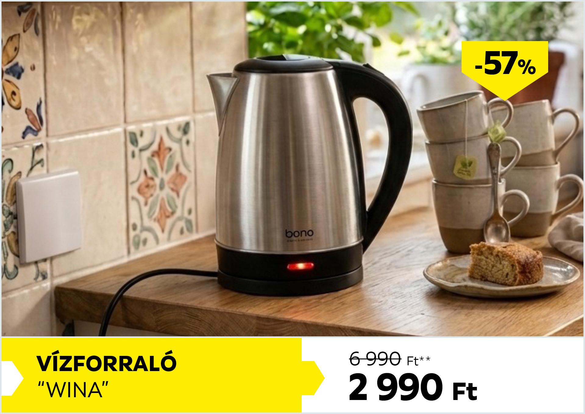 Vízforraló WINA 6990Forint helyett 2990Forint kedvezmény mértéke 57%