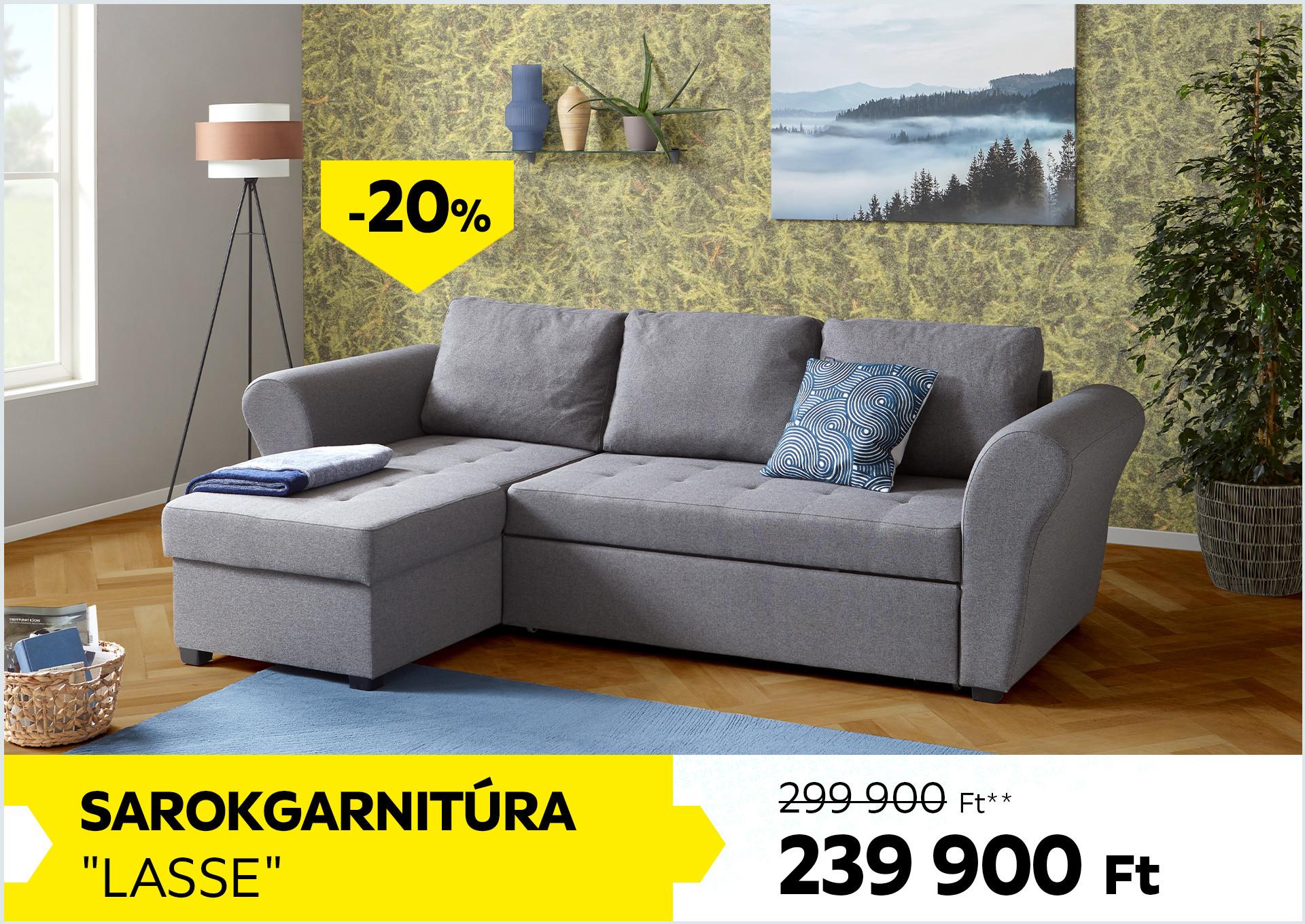 SAROKGARNITÚRA LASSE 299900Forint helyett 239900Forint kedvezmény mértéke 20%