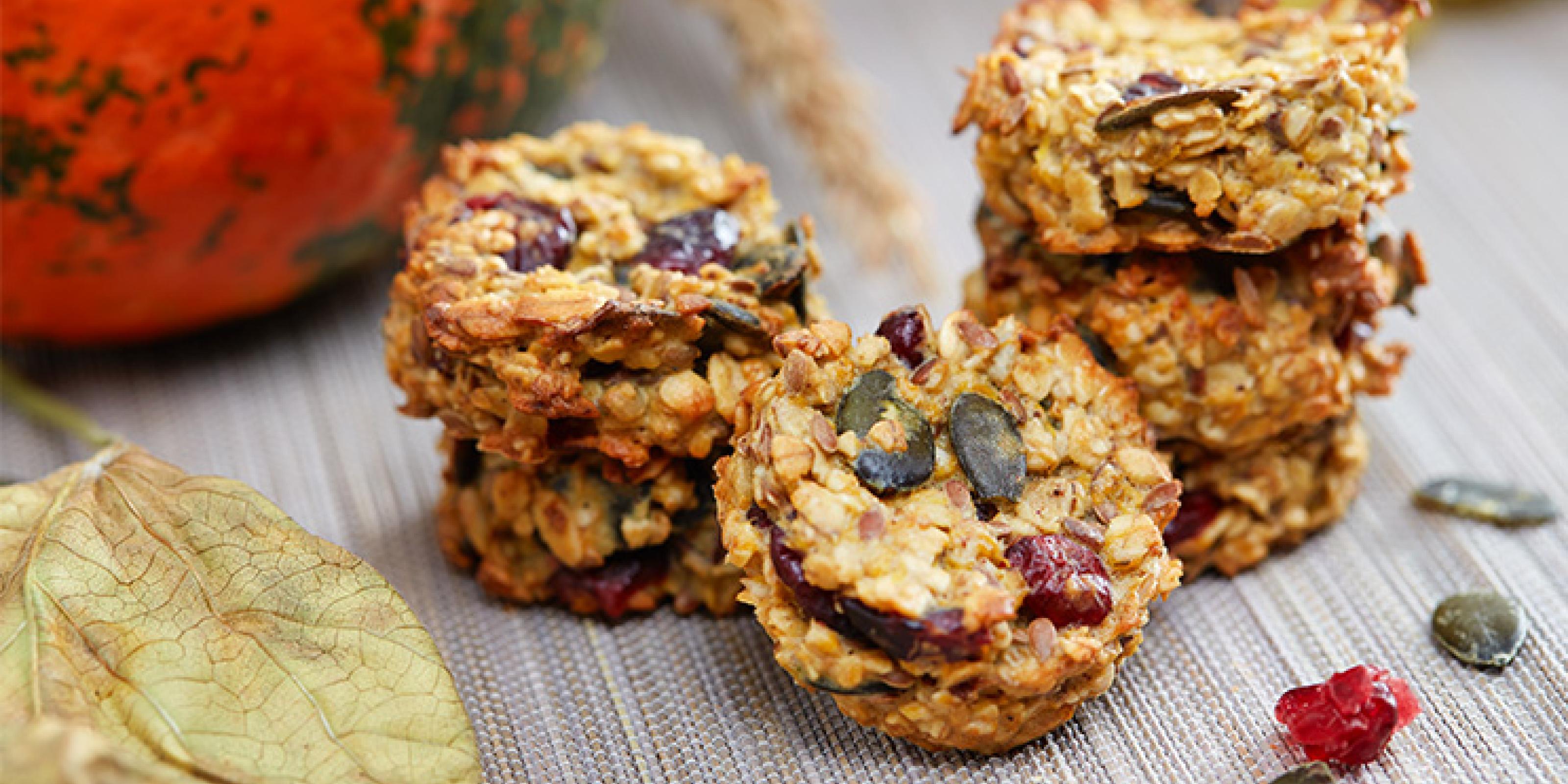 Raňajkové cookies s tekvicou a brusnicami