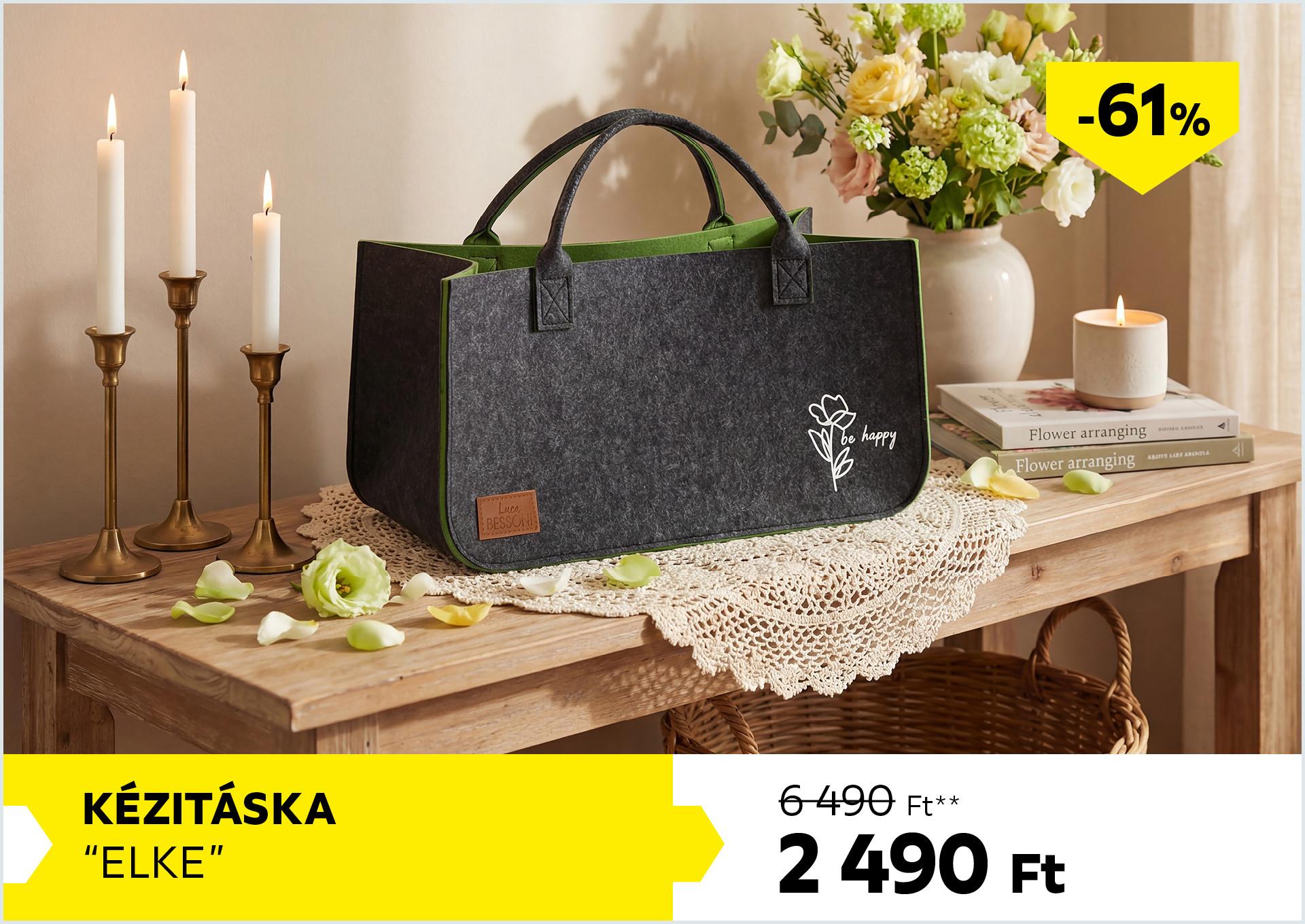 Kézitáska ELKE 6490Forint helyett 2490Forint kedvezmény mértéke 61%