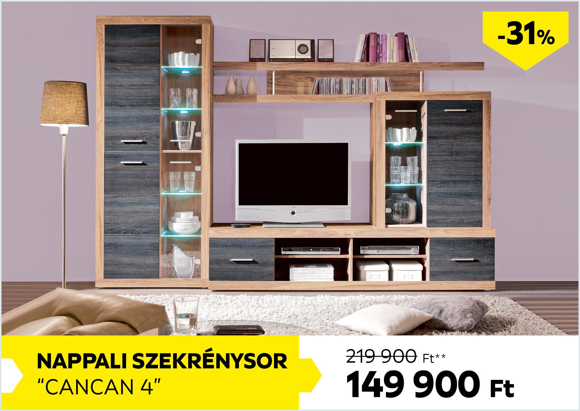Nappali szekrénysor Cancan 4 219900Forint helyett 149900Forint kedvezmény mértéke 31%