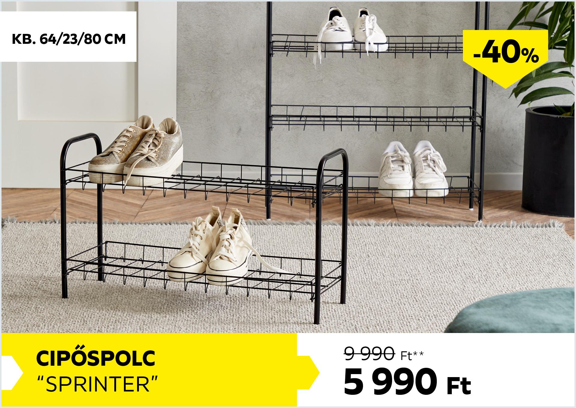 Cipőspolc kb. 64/23/80cm SPRINTER 9990Forint helyett 5990Forint kedvezmény mértéke 40%