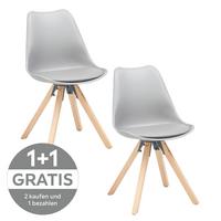 Schalenstuhl Vilnius Grau - Naturfarben/Grau, LIFESTYLE, Holz/Kunststoff (48,5/84/55cm) - P & B