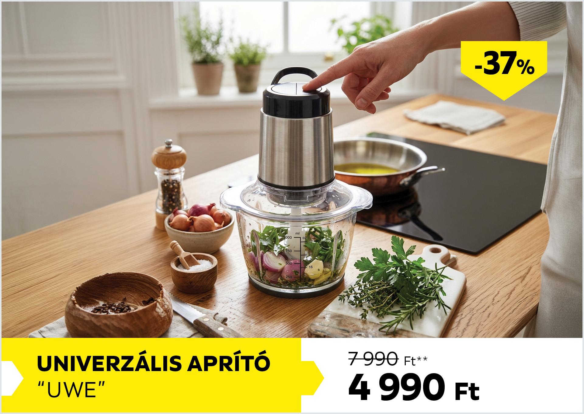 Univerzális aprító UWE 7990Forint helyett 4990Forint kedvezmény mértéke 37%