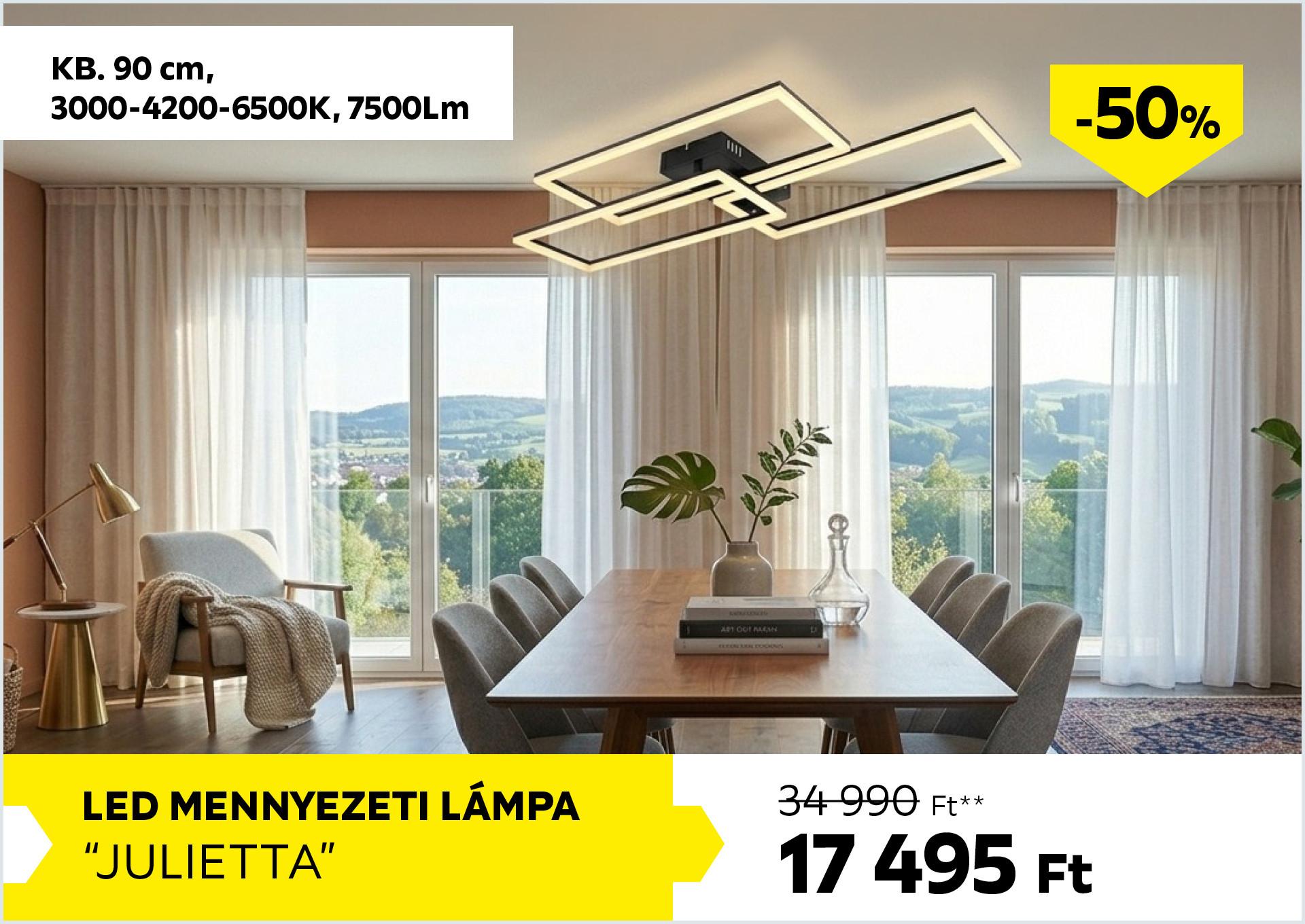LED mennyezeti lámpa kb. 90cm JULIETTA 34990Forint helyett 17495Forint kedvezmény mértéke 50%