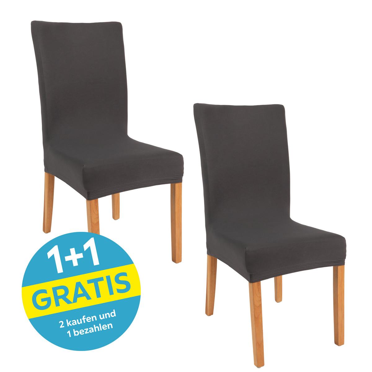 Stuhlhusse Adelisa Jersey Grau Lbh: 47x47x67 Cm Waschbar - Grau, MODERN, Textil - Luca Bessoni