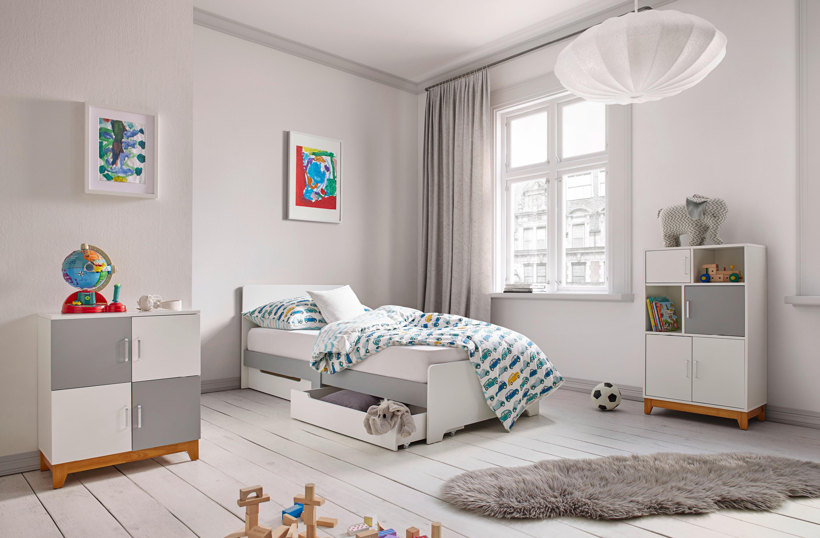 Detská Komoda Danny - prírodné farby/sivá, Moderný, kov/drevo (60/70/34cm) - Bessagi Kids