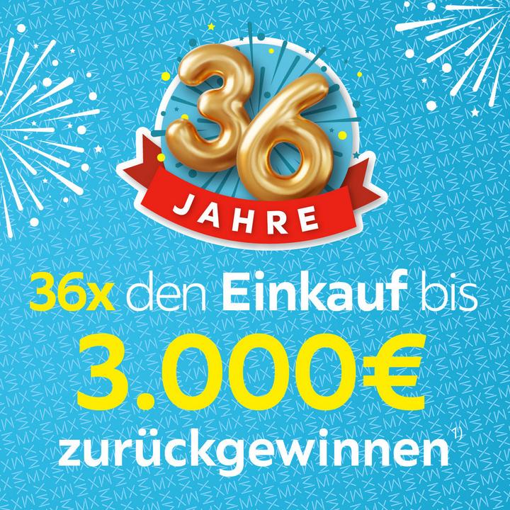 36 Jahre, 36x den Einkauf bis 3.000€ zurückgewinnen