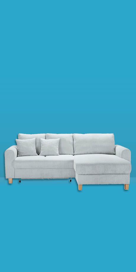 svetlomodrá menčestrová sedačka