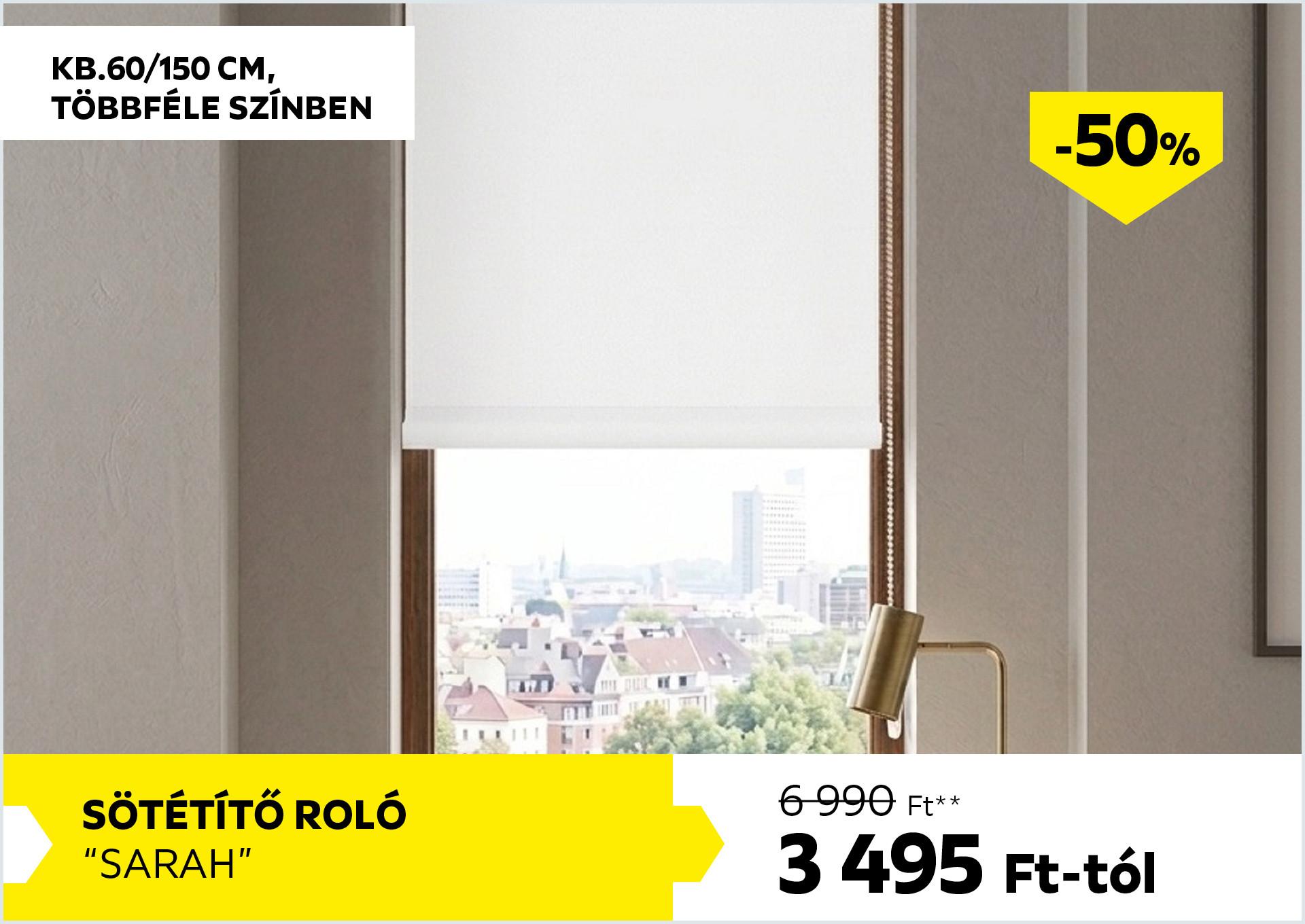 Sötétítő roló kb. 60/150cm SARAH 6990Forint helyett 3495Forint kedvezmény mértéke 50%