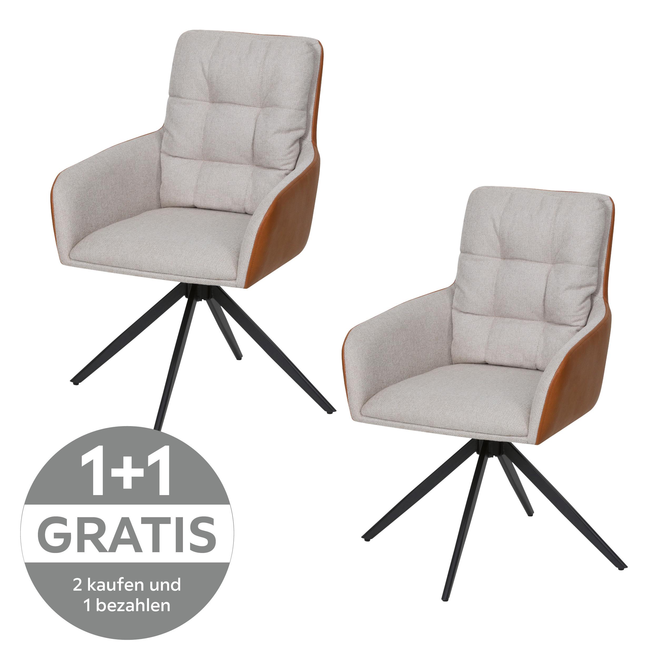 Armlehnstuhl Elvi Leinenopitk Beige B: 58 cm - Beige/Schwarz, KONVENTIONELL, Textil/Metall (58/87/63cm)