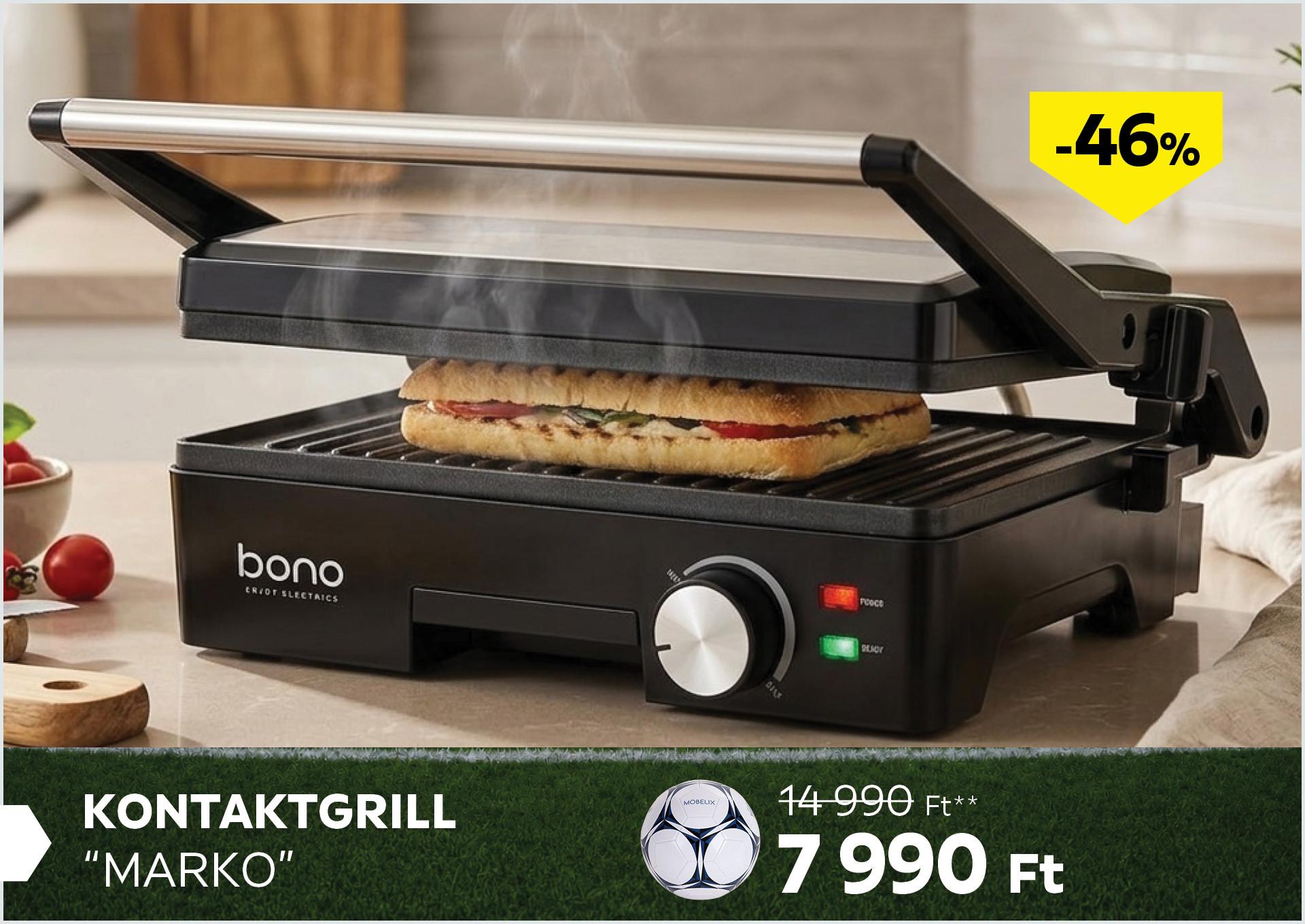 Kontaktgrill MARKO 14990Forint helyett 7990Forint kedvezmény mértéke 46%