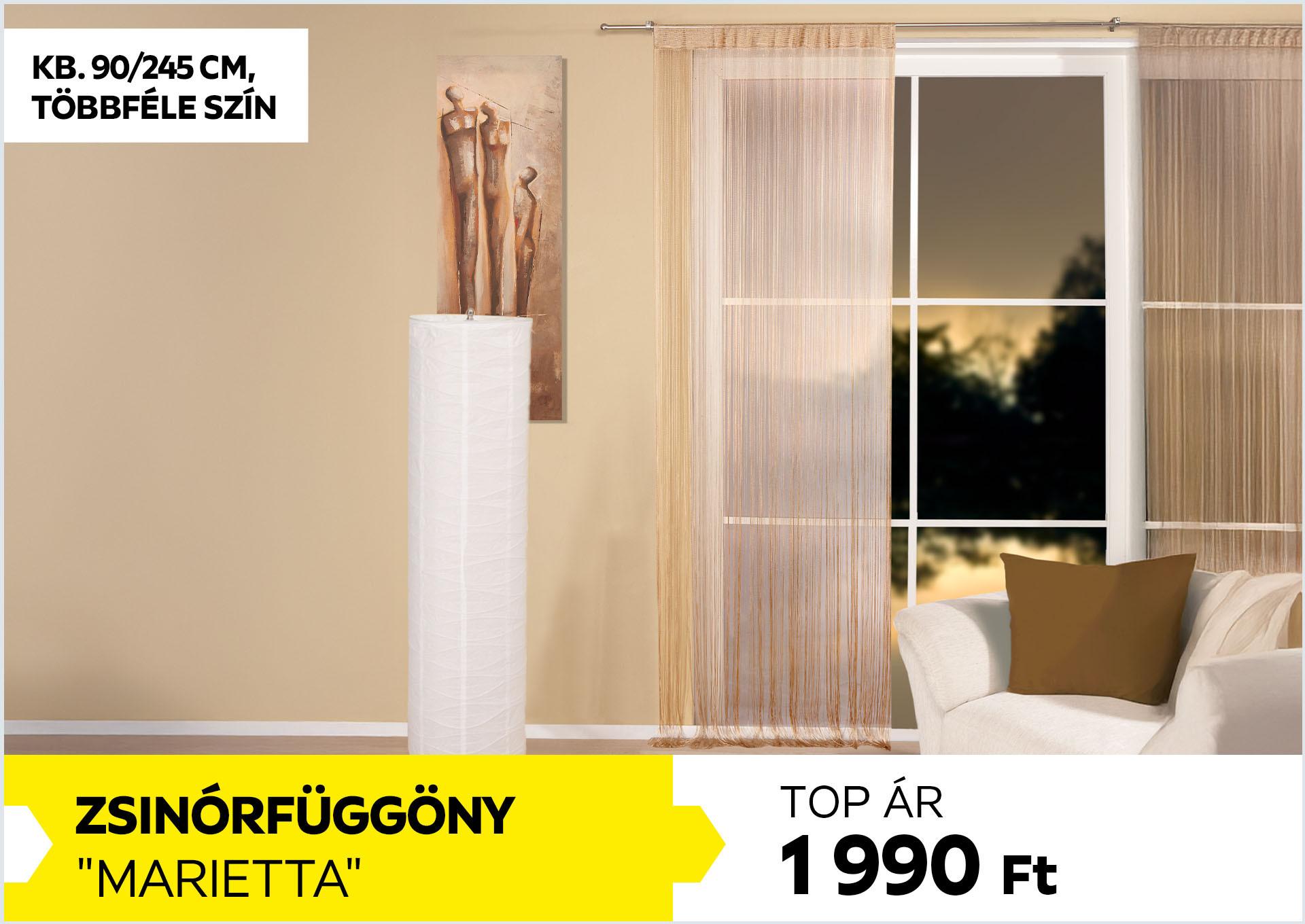 Zsinórfüggöny kb. 90/245cm, többféle szín MARIETTA 1990Forint