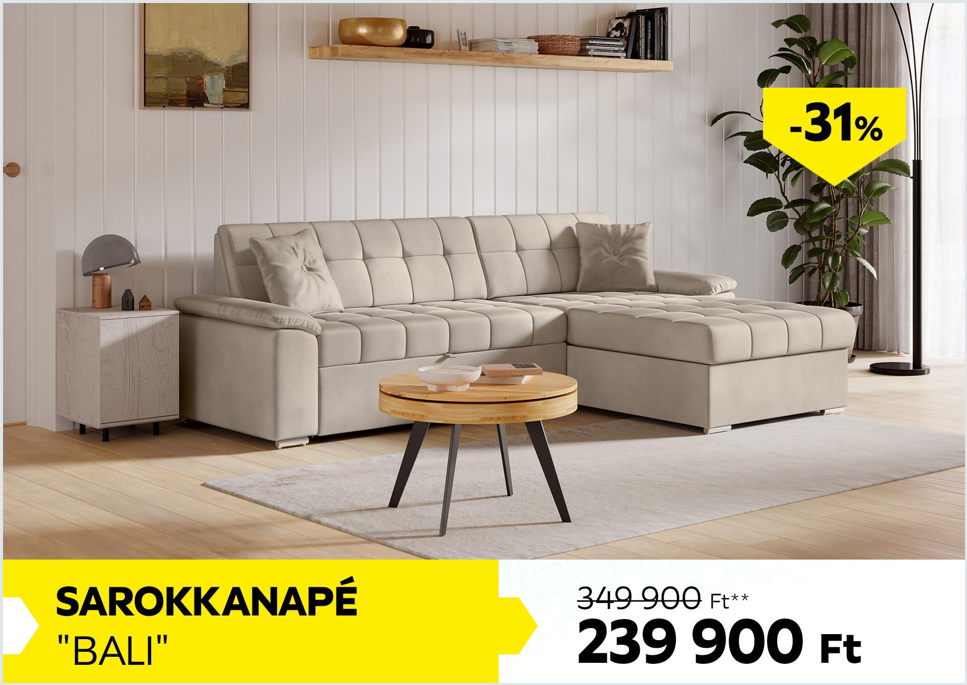 Sarokkanapé BALI 349900 Forint helyett 239900 Forint, kedvezmény mértéke 31%