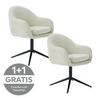 Armlehnstuhl Amara Leinenoptik beige, B: 60 cm - Beige/Schwarz, KONVENTIONELL, Holz/Textil (60/81/62cm) - Livetastic