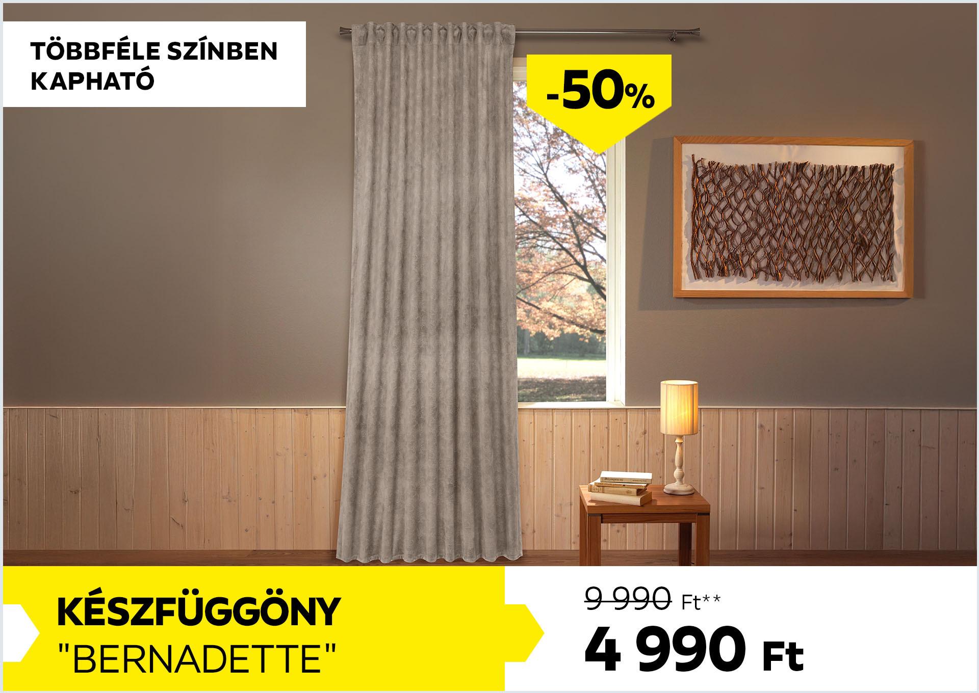 Készfüggöny BERNADETTE 9990Forint helyett 4990Forint kedvezmény mértéke 50%