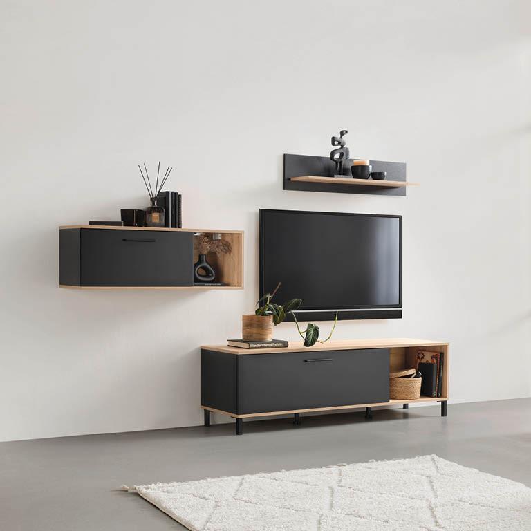 lacná čierna obývačková stena