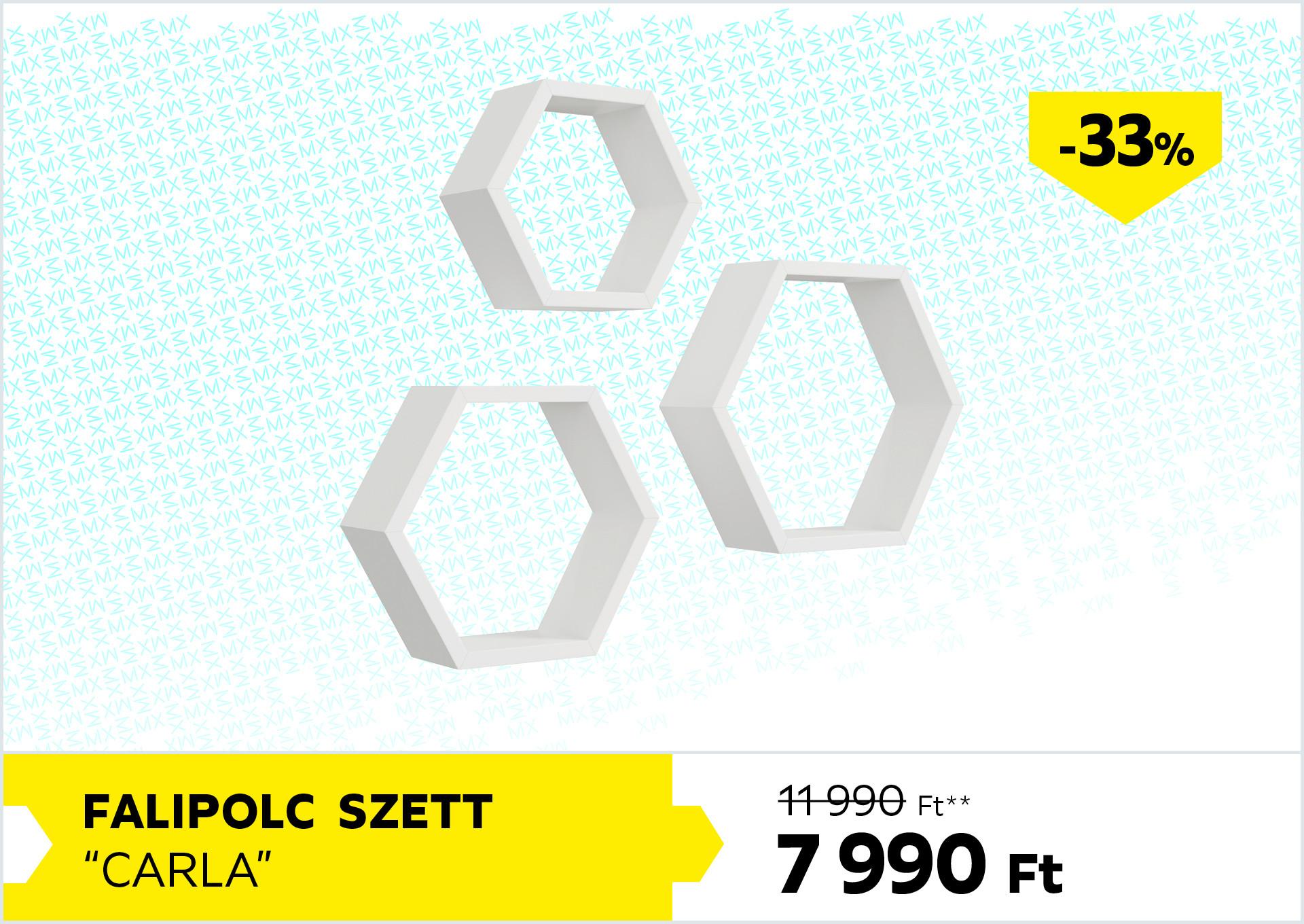 Falipolc szett Carla 11990Forint helyett 7990Forint kedvezmény mértéke 33%