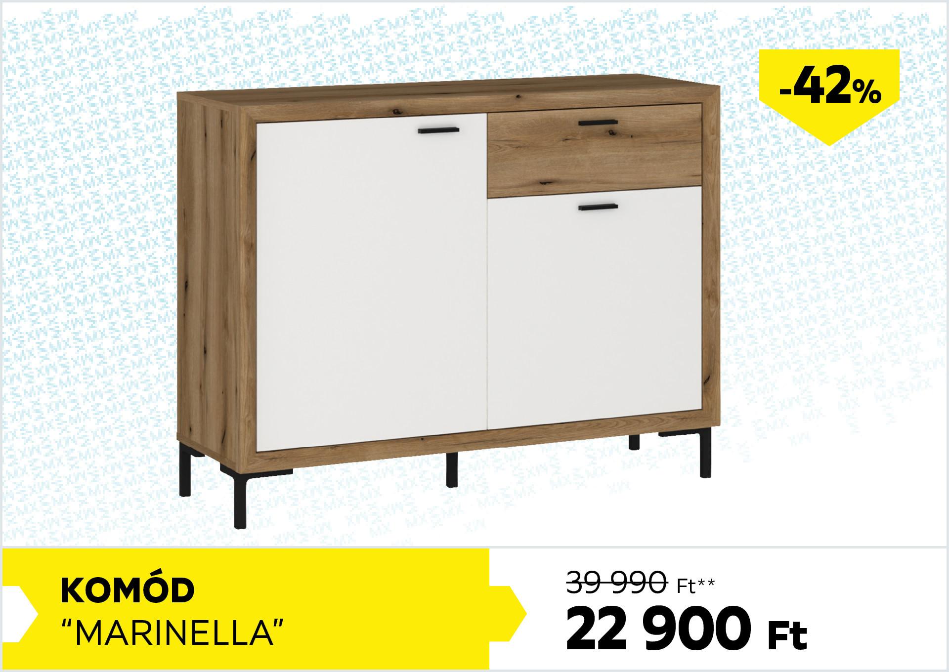Komód Marinella 39990Forint helyett 22900Forint kedvezmény mértéke 42%