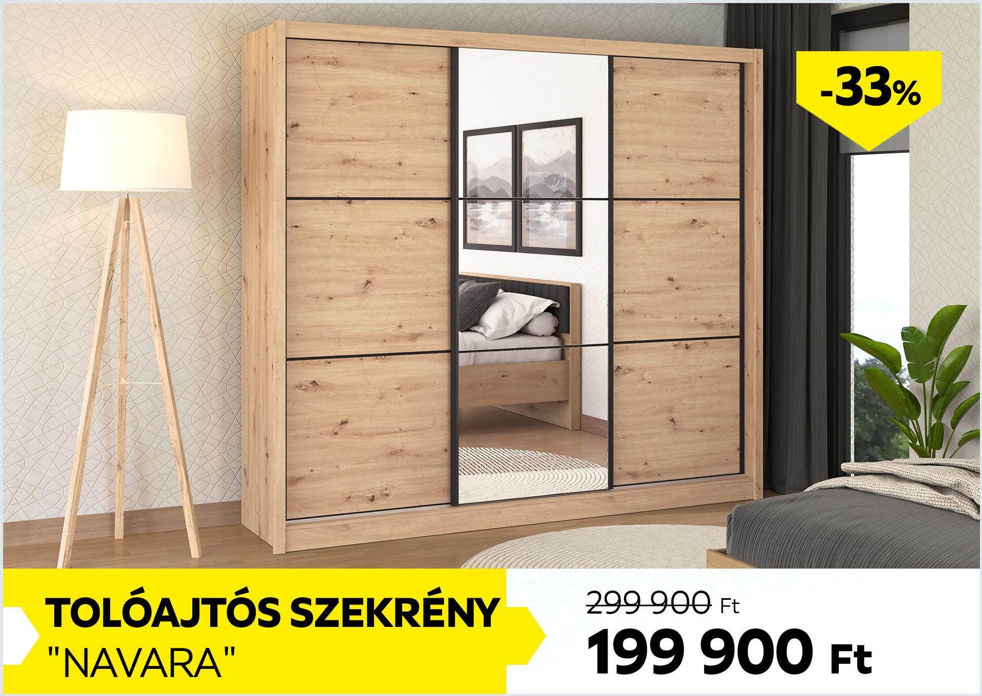 Tolóajtós szekrény NAVARA 299900 Forint helyett 199900 Forint, kedvezmény mértéke 33%