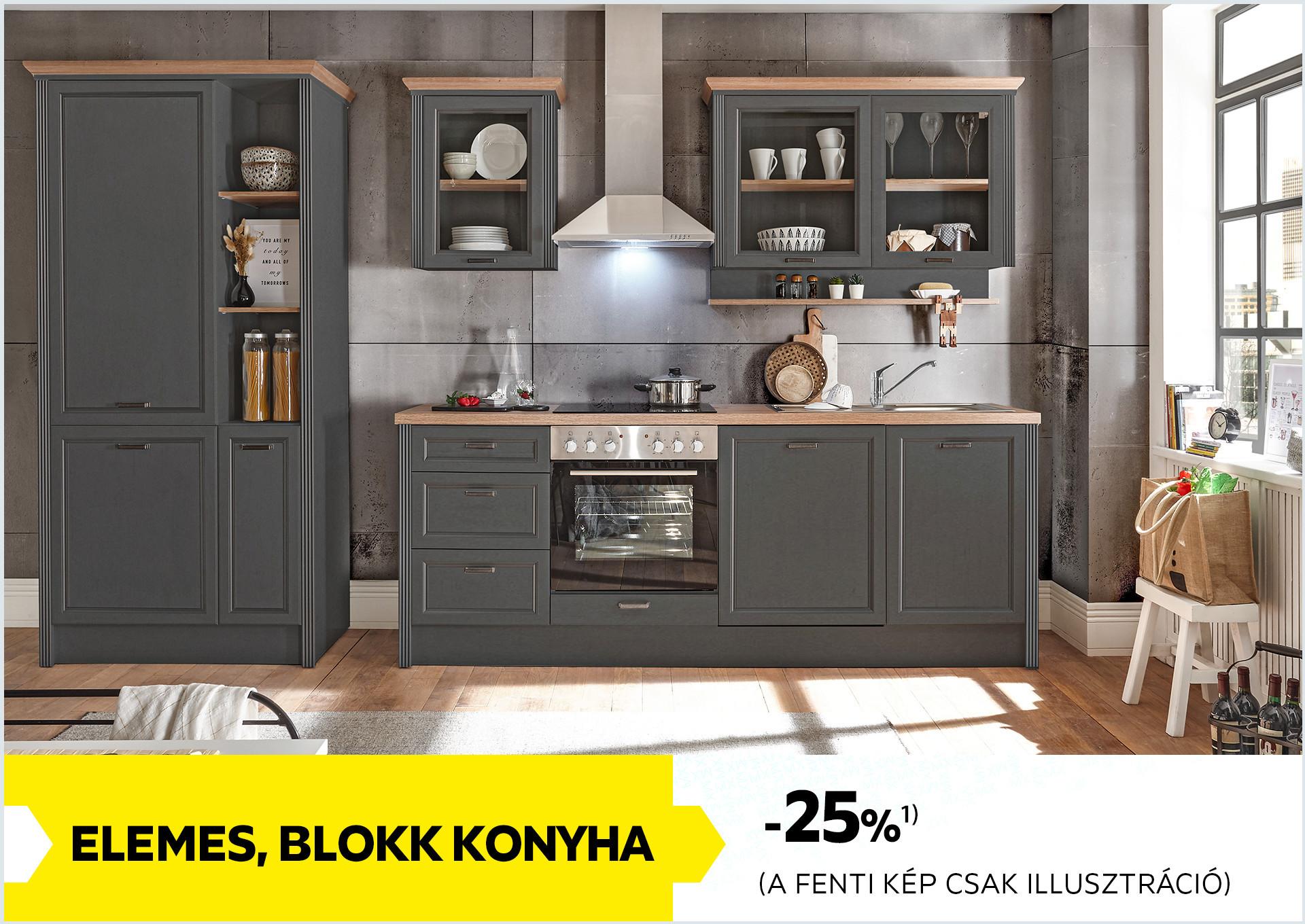 Elemes, blokk konyha -25%