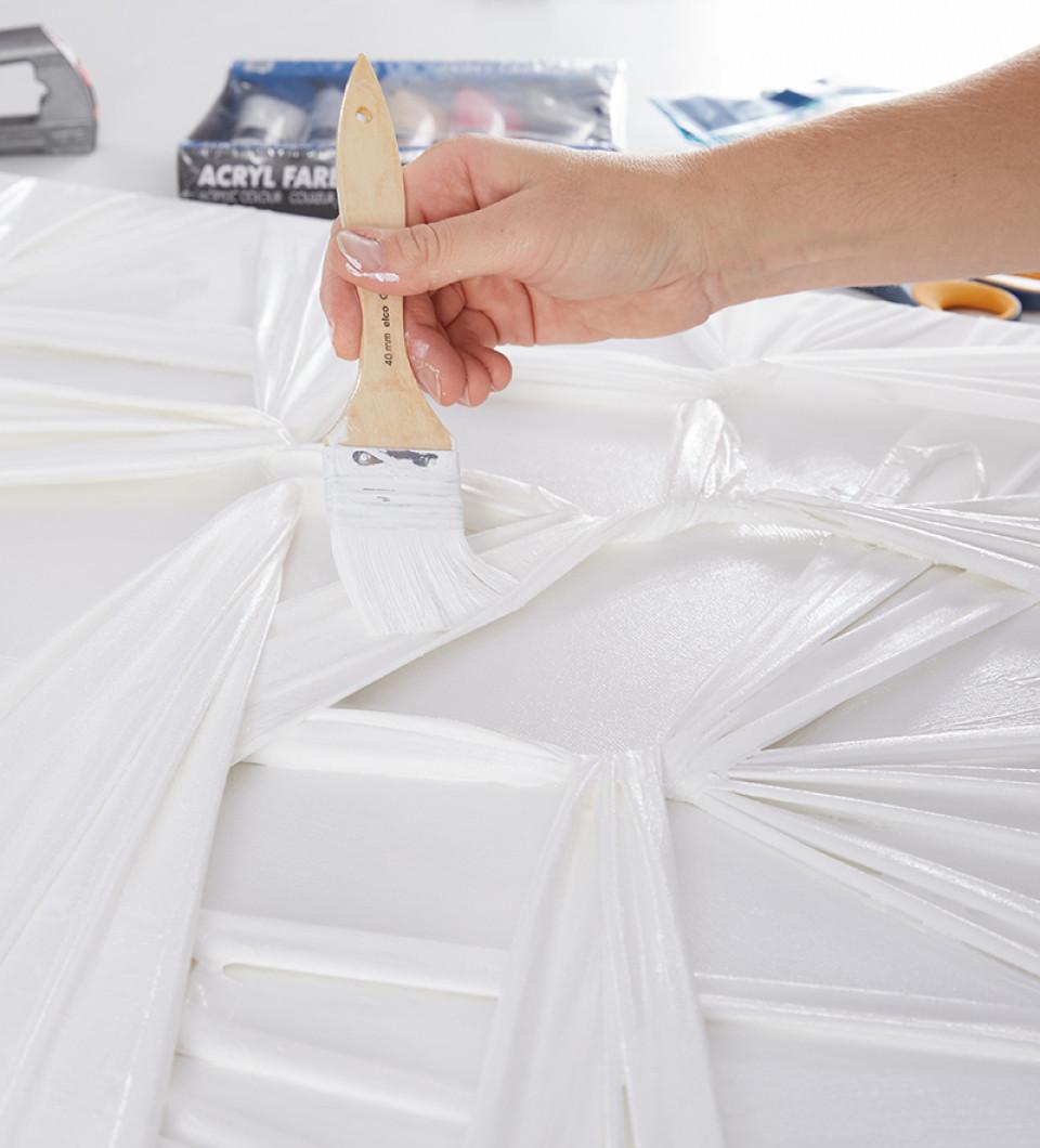 dizajnové DIY obrazy, plátno s látkou postup 5