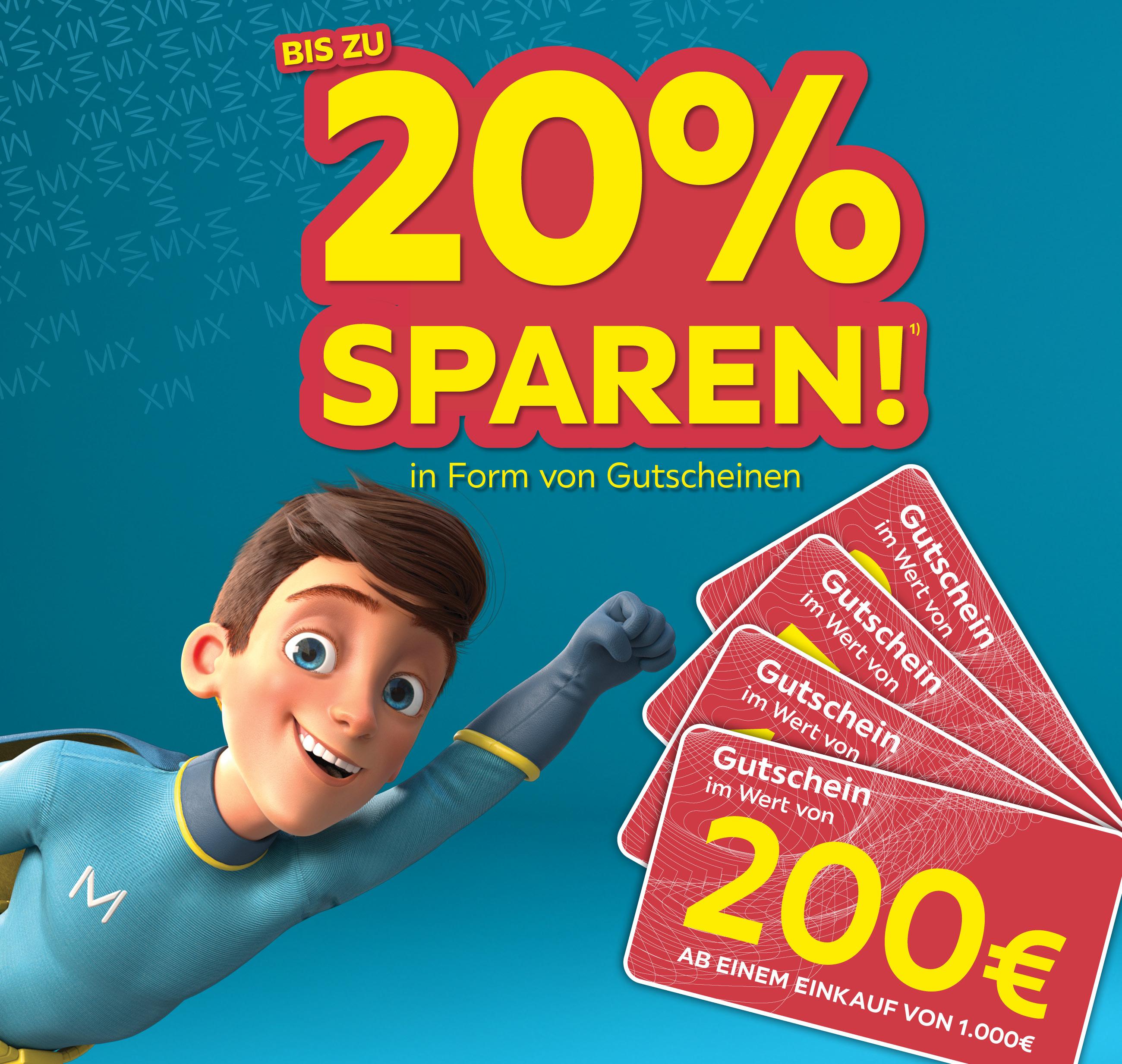 Bis zu 20% sparen! In Form von Gutscheinen