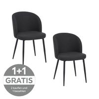 Vierfußstuhl Flo Webstoff Anthrazit, B: 49 cm - Anthrazit/Schwarz, KONVENTIONELL, Textil/Metall (49/78/58cm) - MID.YOU