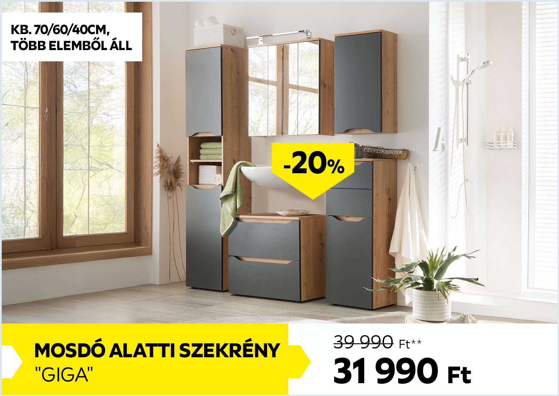 MOSDÓ ALATTI SZEKRÉNY GIGA 39990Forint helyett 31990Forint kedvezmény mértéke 20%