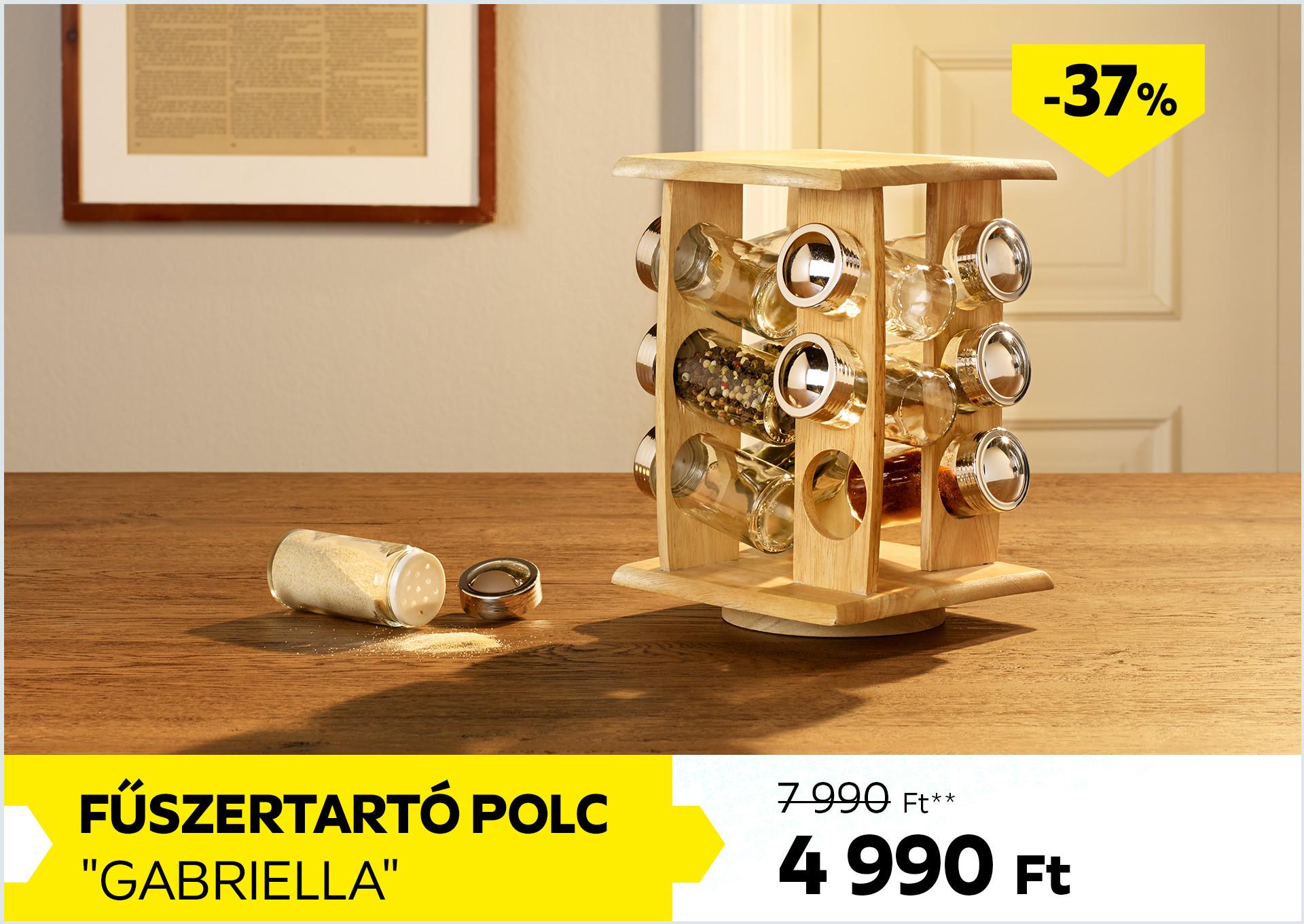 Fűszertartó polc GABRIELLA 7990Forint helyett 4990Forint kedvezmény mértéke 37%