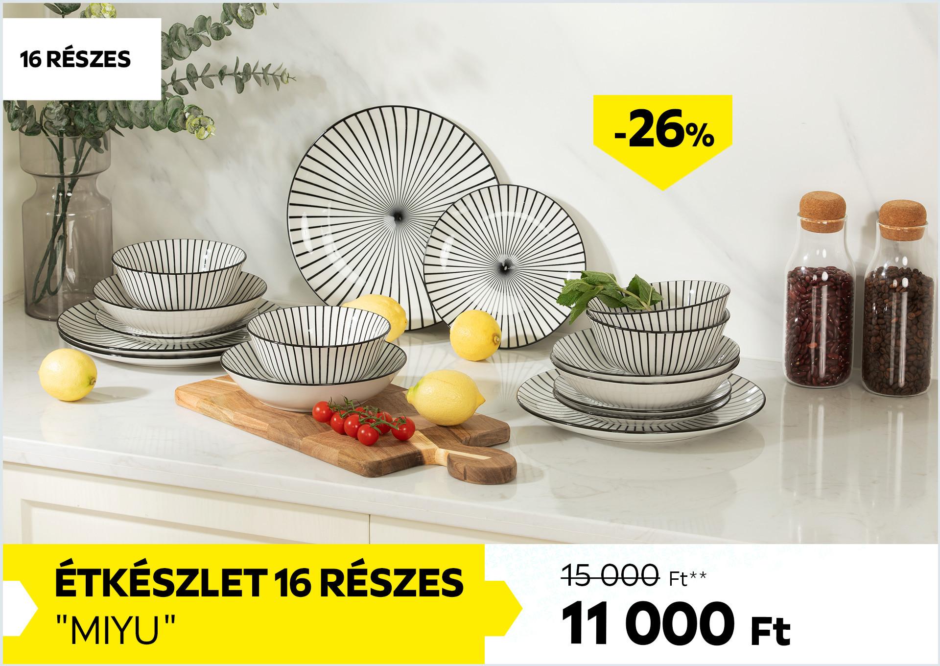 Étkészlet 16 részes MIYU 15000Forint helyett 11000Forint kedvezmény mértéke 26%