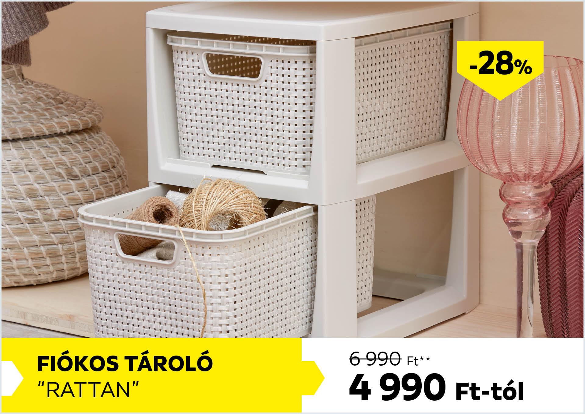 Fiókos tároló RATTAN 6990Forint helyett 4990Forint kedvezmény mértéke 28%