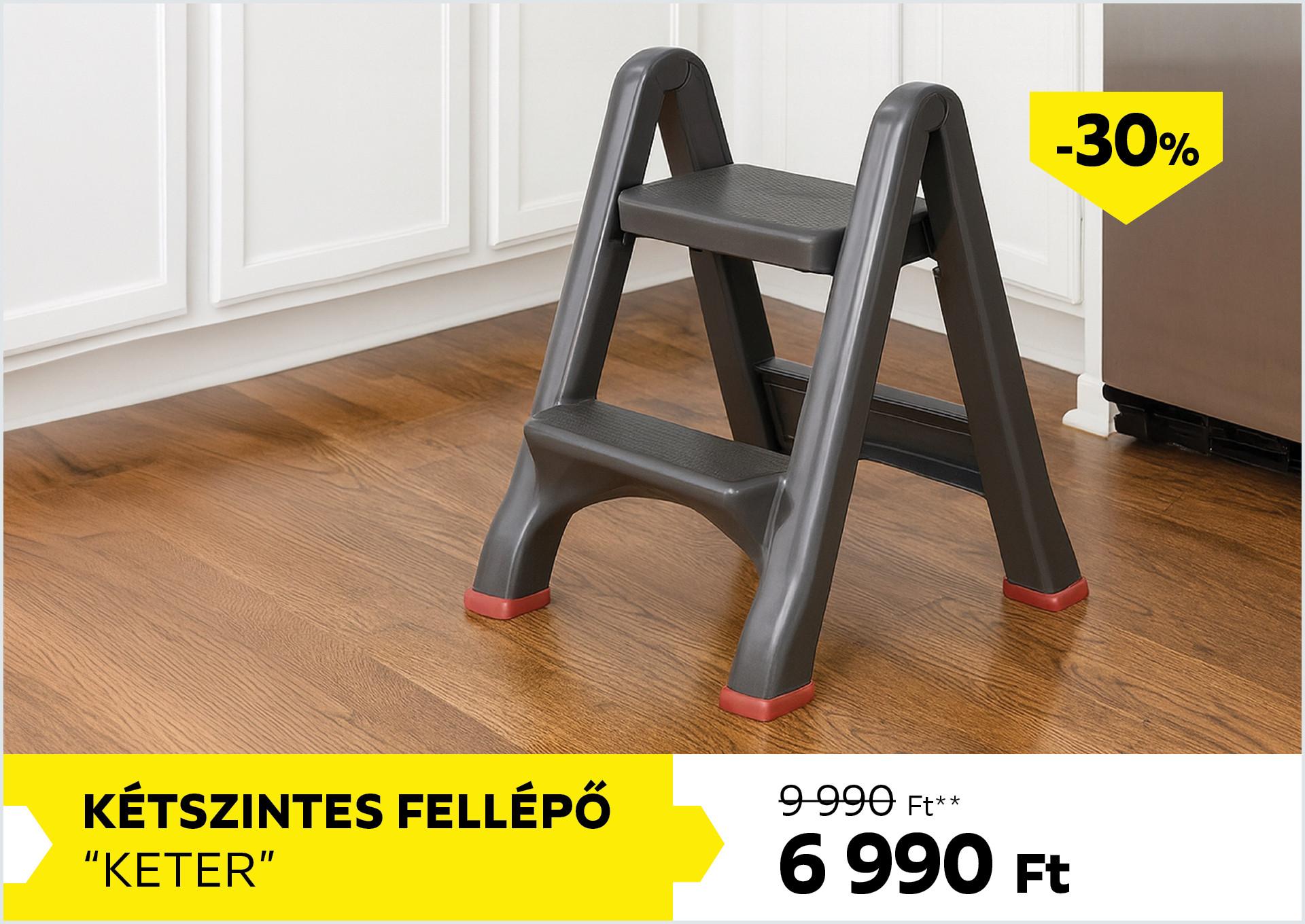 Kétszintes fellépő KETER 9990Forint helyett 6990Forint kedvezmény mértéke 30%