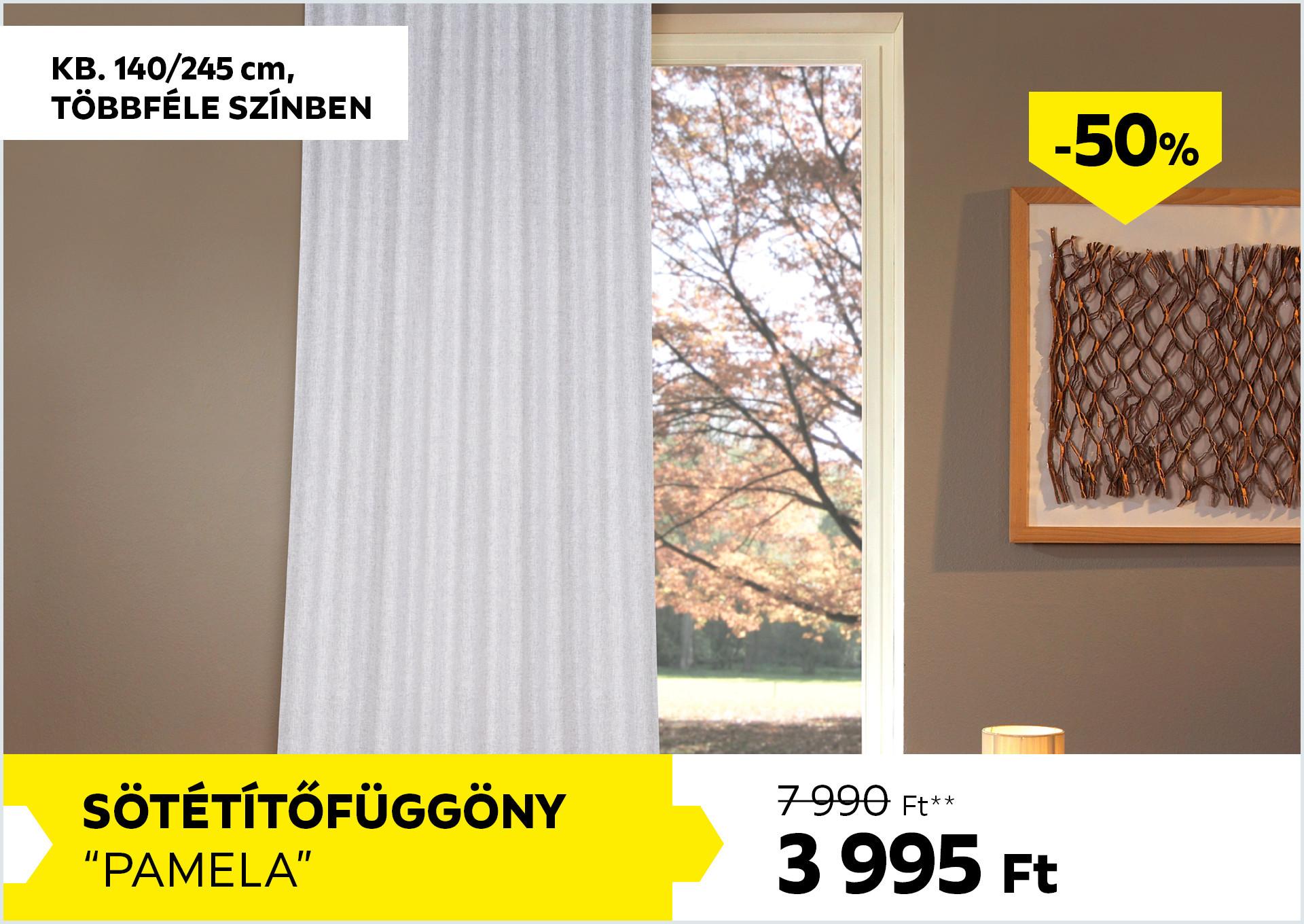 Sötétítőfüggöny  kb. 140/245cm PAMELA 7990Forint helyett 3995Forint kedvezmény mértéke 50%